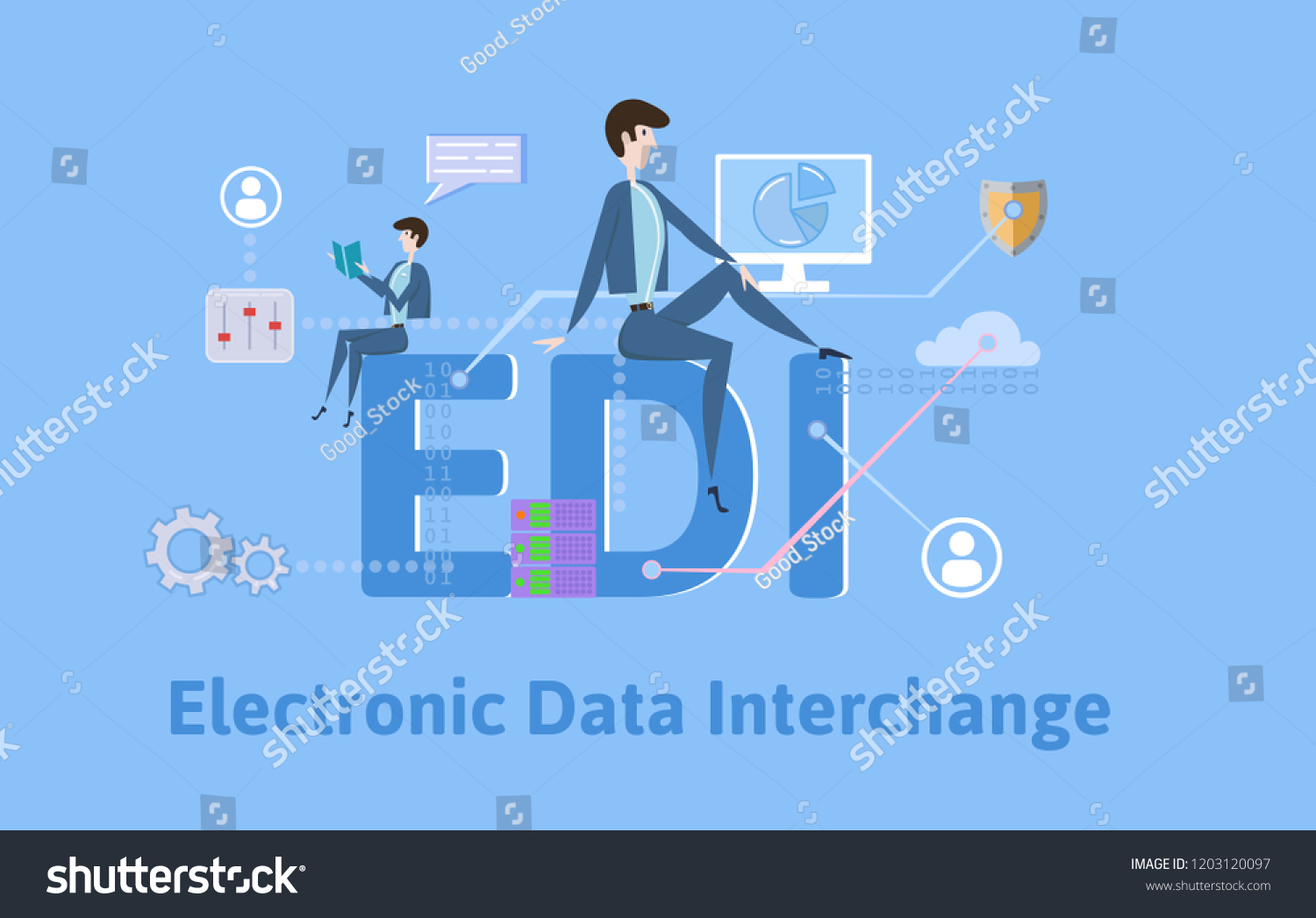 Edi Electronic Data Interchange Concept Keywords: ภาพประกอบสต็อก 1203120097