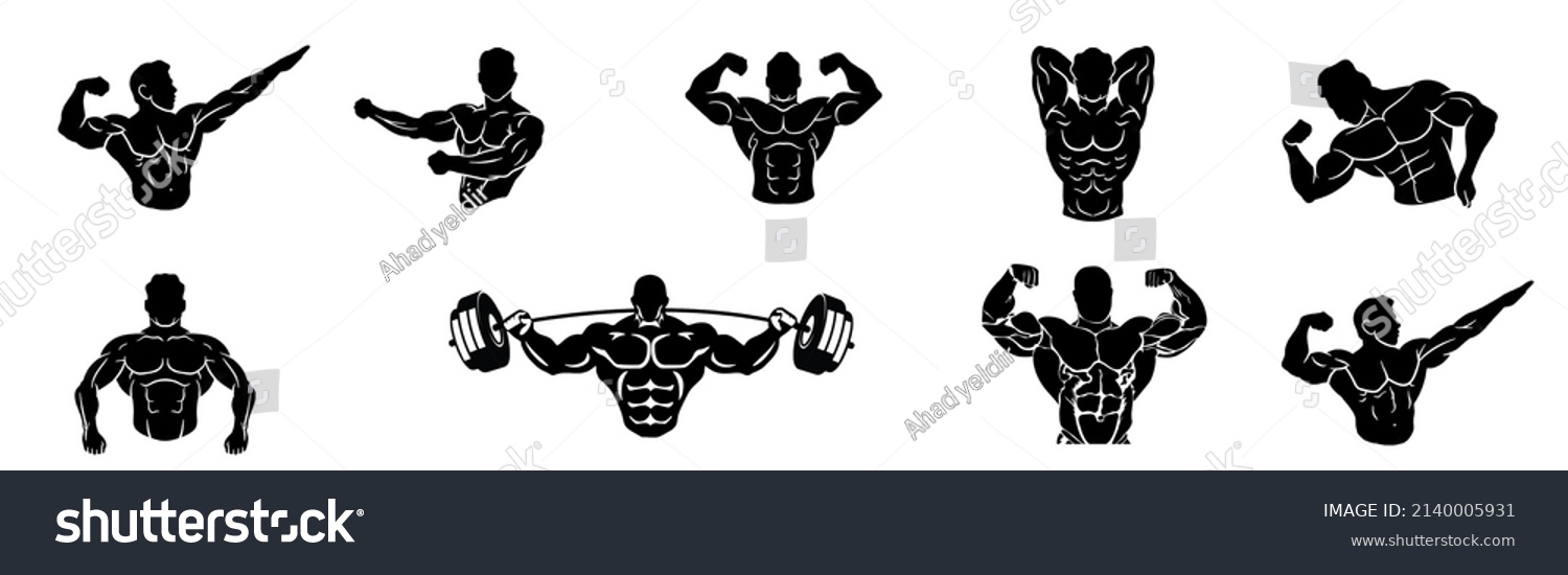 Editable Vector Pack Guys Showing Muscle Stock Illustration 2140005931 ...