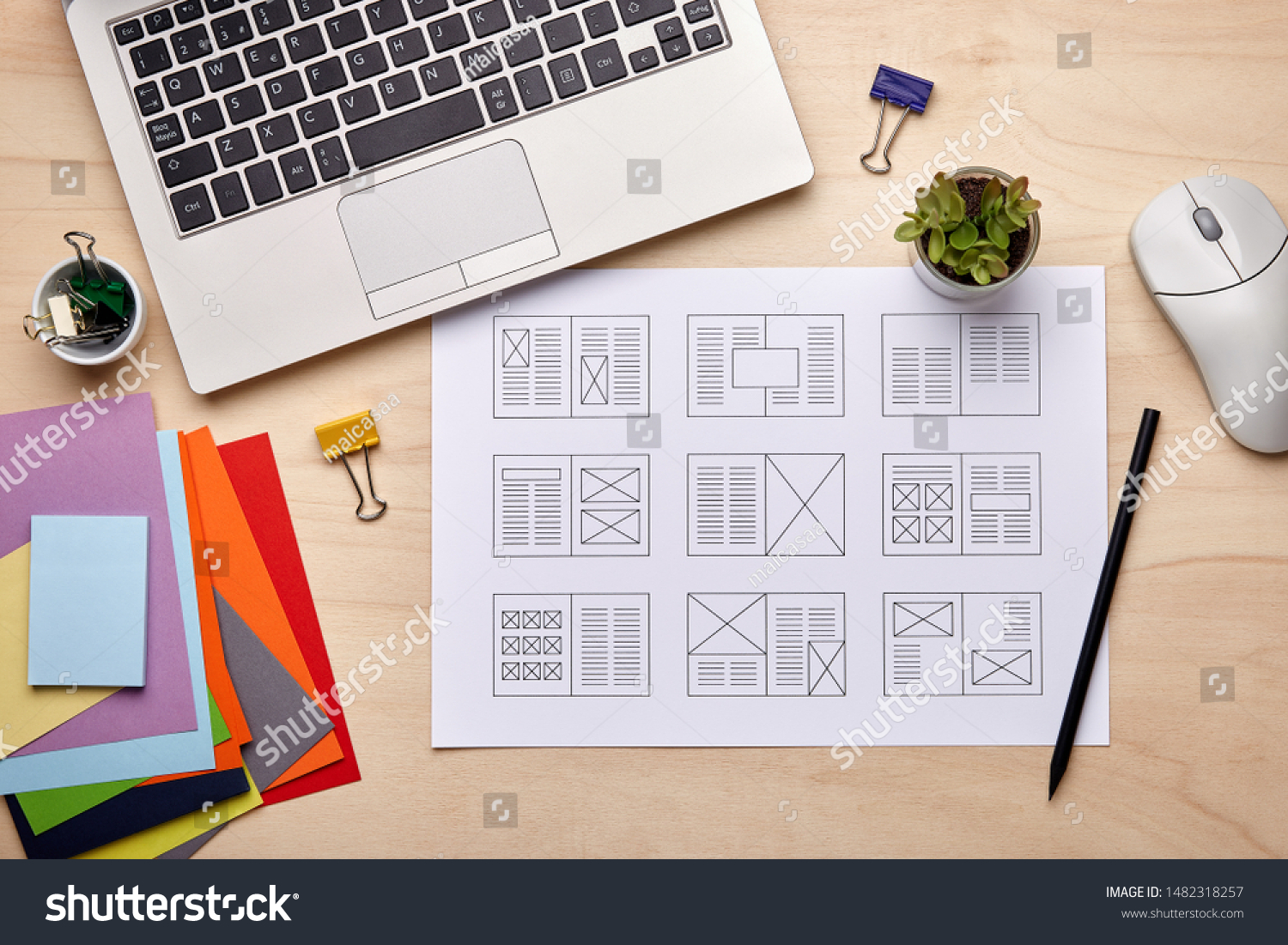 Editorial Design Graphic Designer Desk Magazine Stock Photo Edit