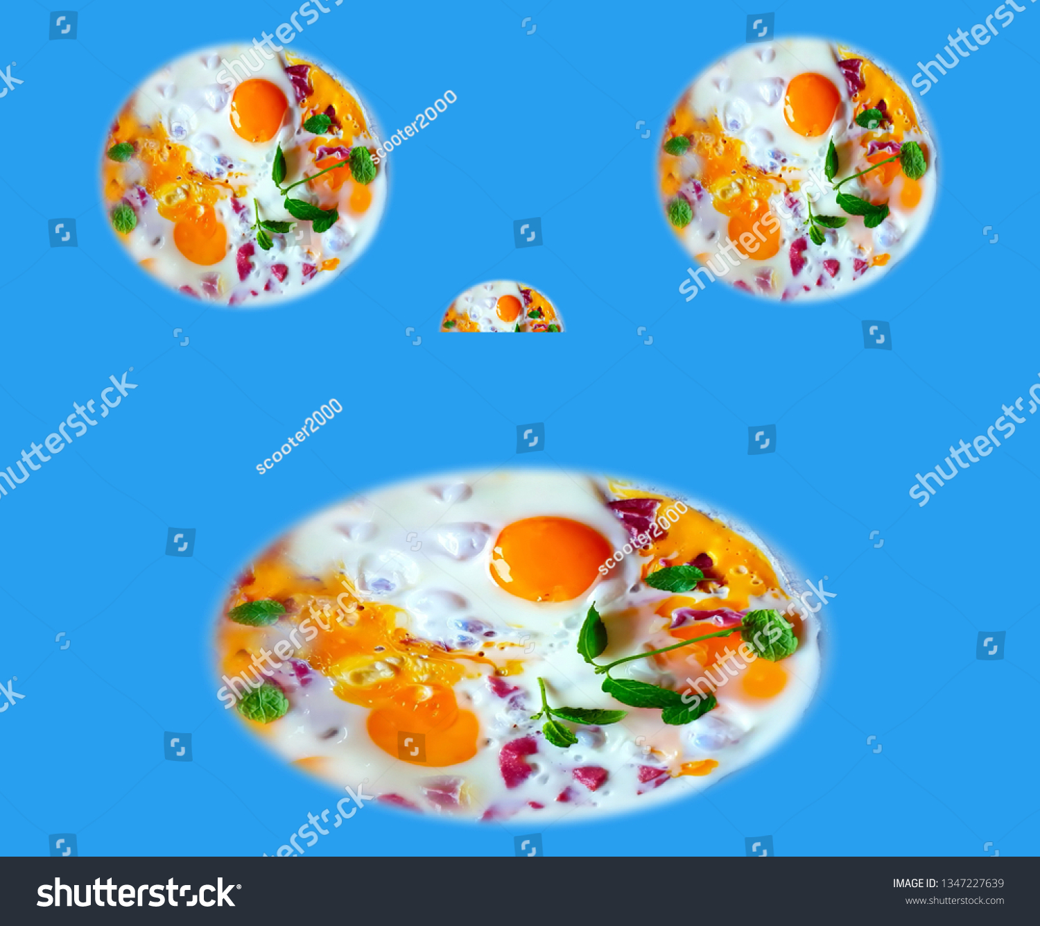 Eggs Bacon On Blue Background Healthy Stock Photo Edit Now 1347227639