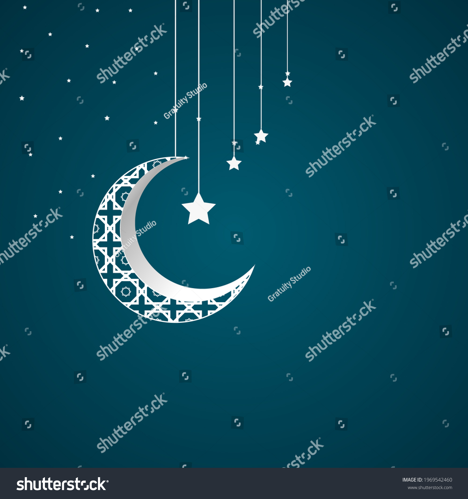 Eid Mubarak Islamic Background Moon Star Stock Illustration 1969542460 ...