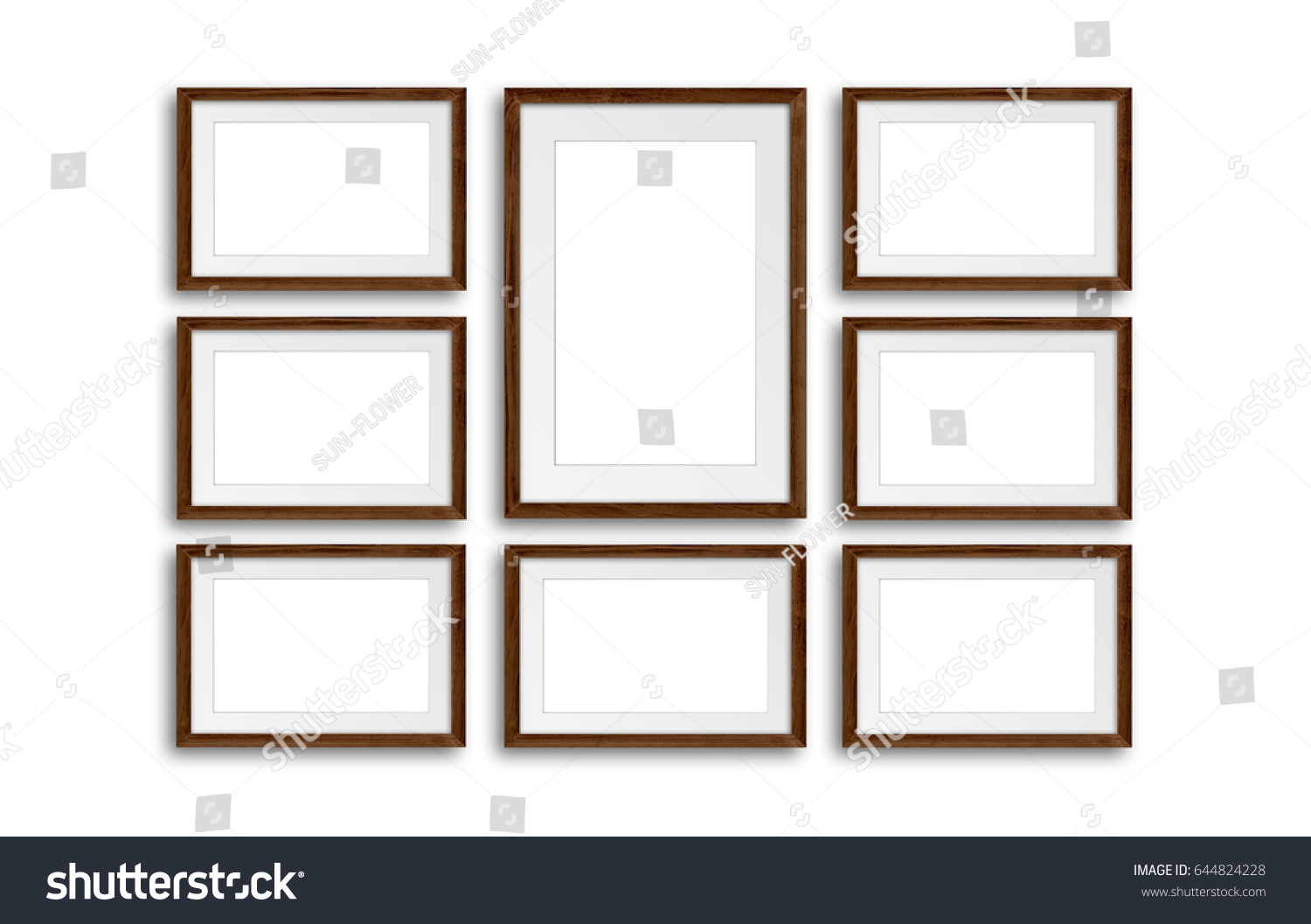 Eight Wooden Photo Frames Interior Decor Stock Illustration 644824228 ...