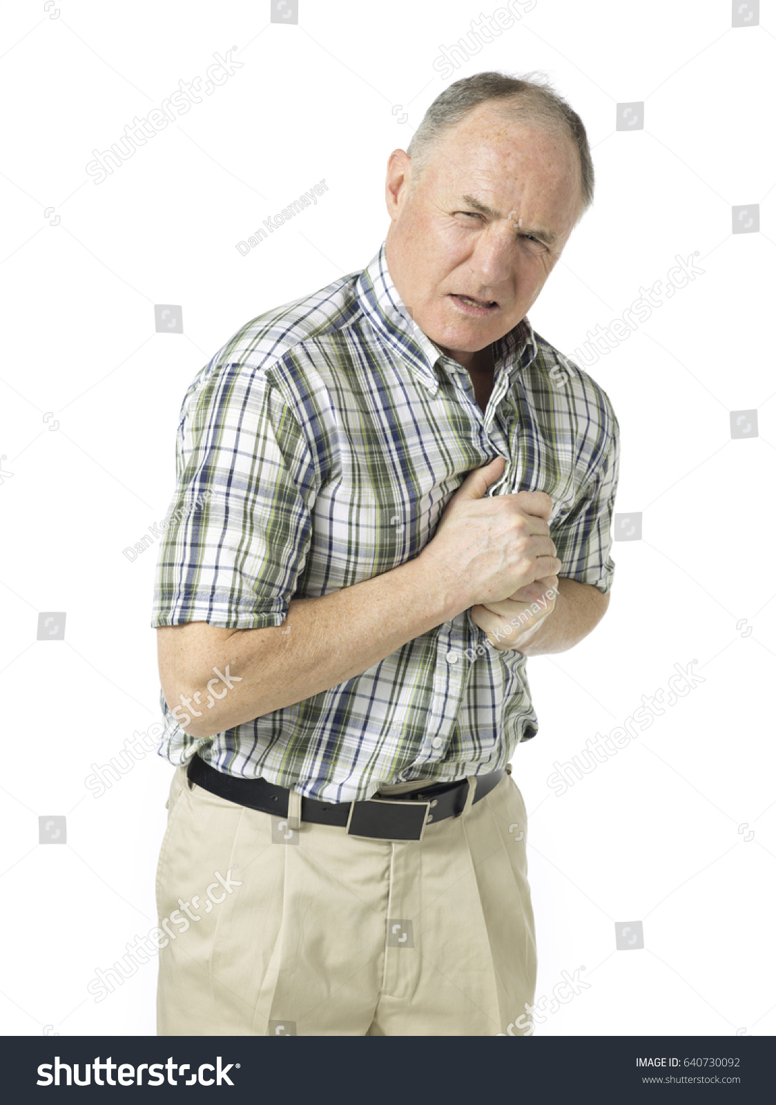 Elderly Man Chest Discomfort Ache Heart Stock Photo 640730092 ...