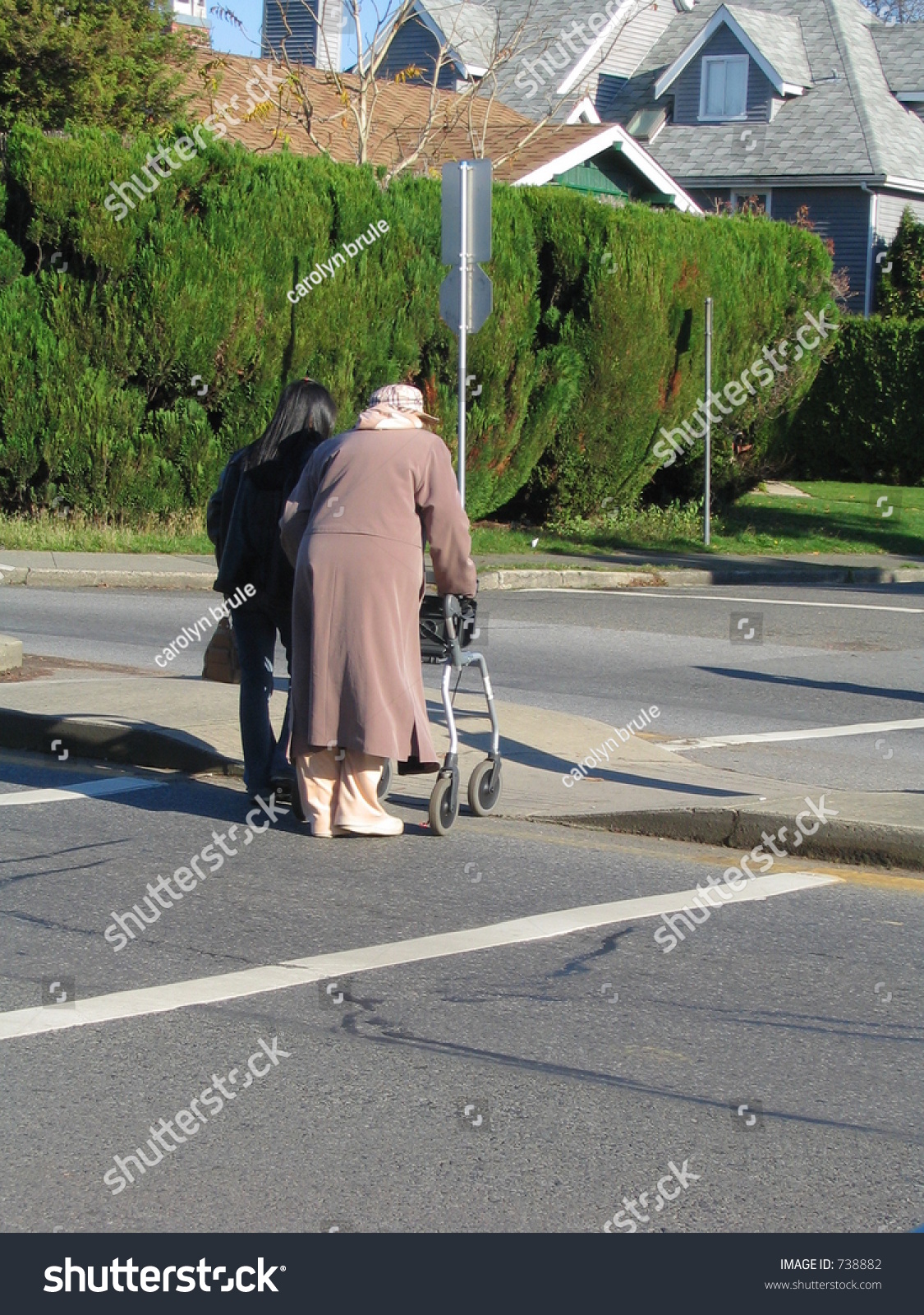 Elderly Woman Crossing Street Stock Photo 738882 : Shutterstock