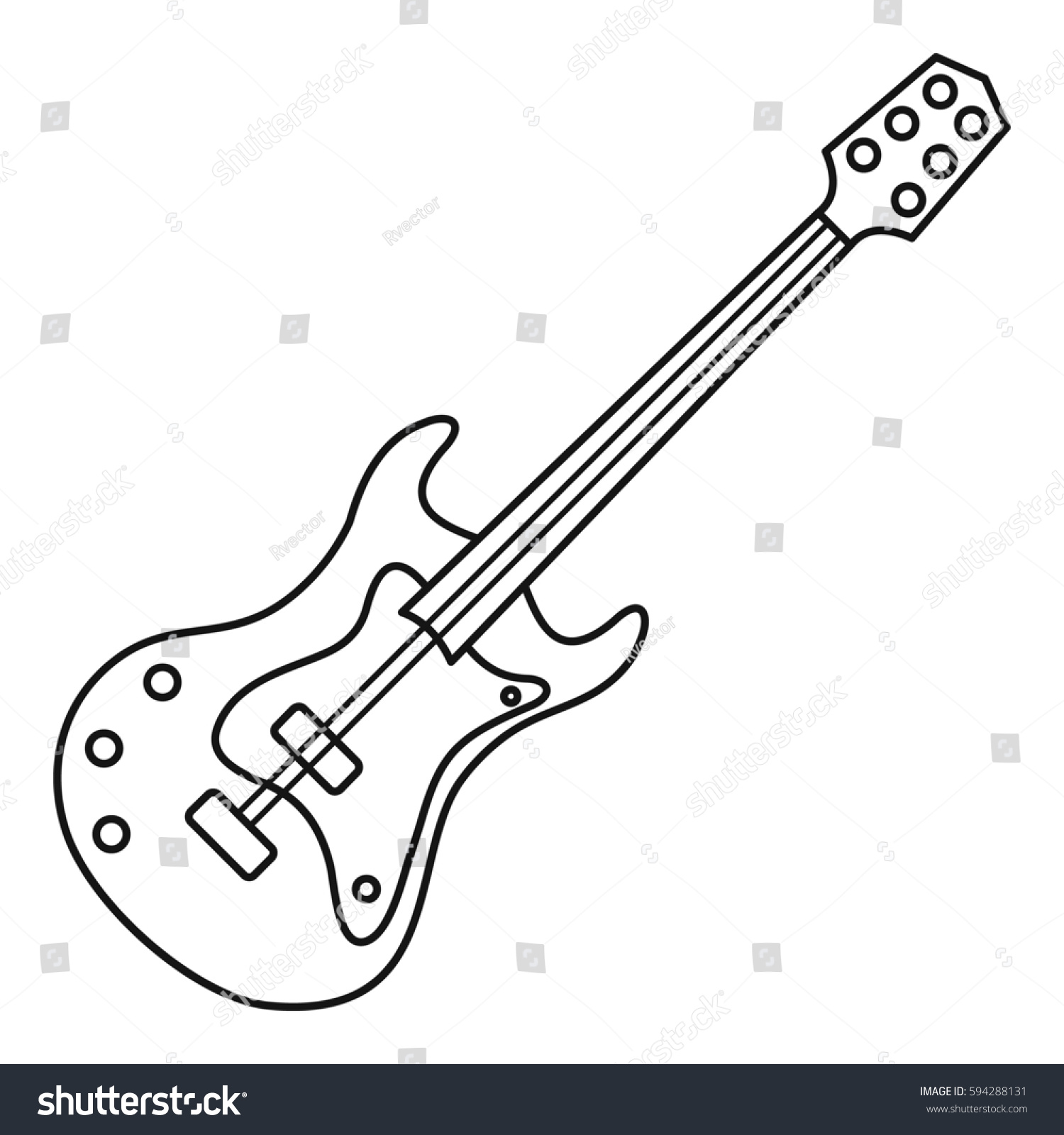 Electric Guitar Icon Outline Illustration Electric のイラスト素材