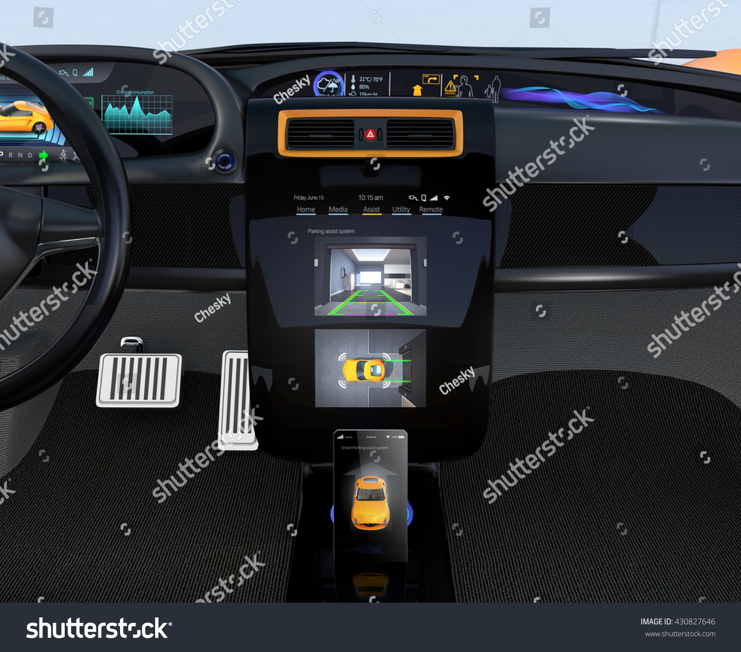 Electric Vehicle Automatic Parking System Interface Stock Illustration ...