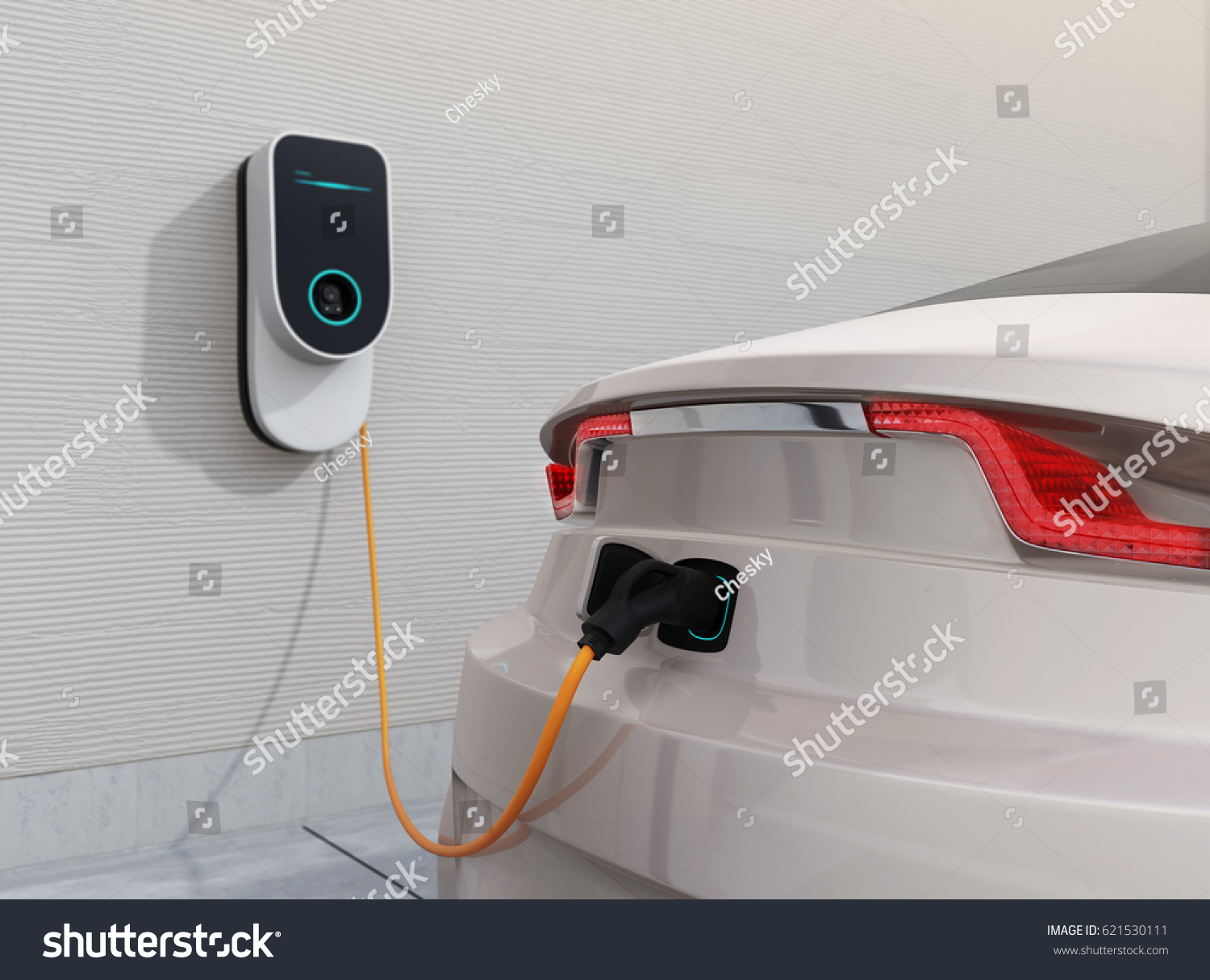 Electric Vehicle Charging Station Home 3 D Stock Illustration 621530111 ...