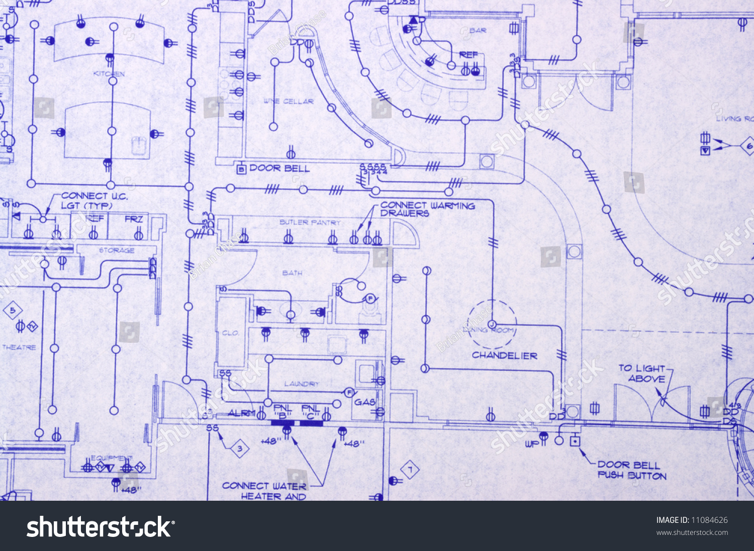 stock photo electrical blueprint of a house 11084626
