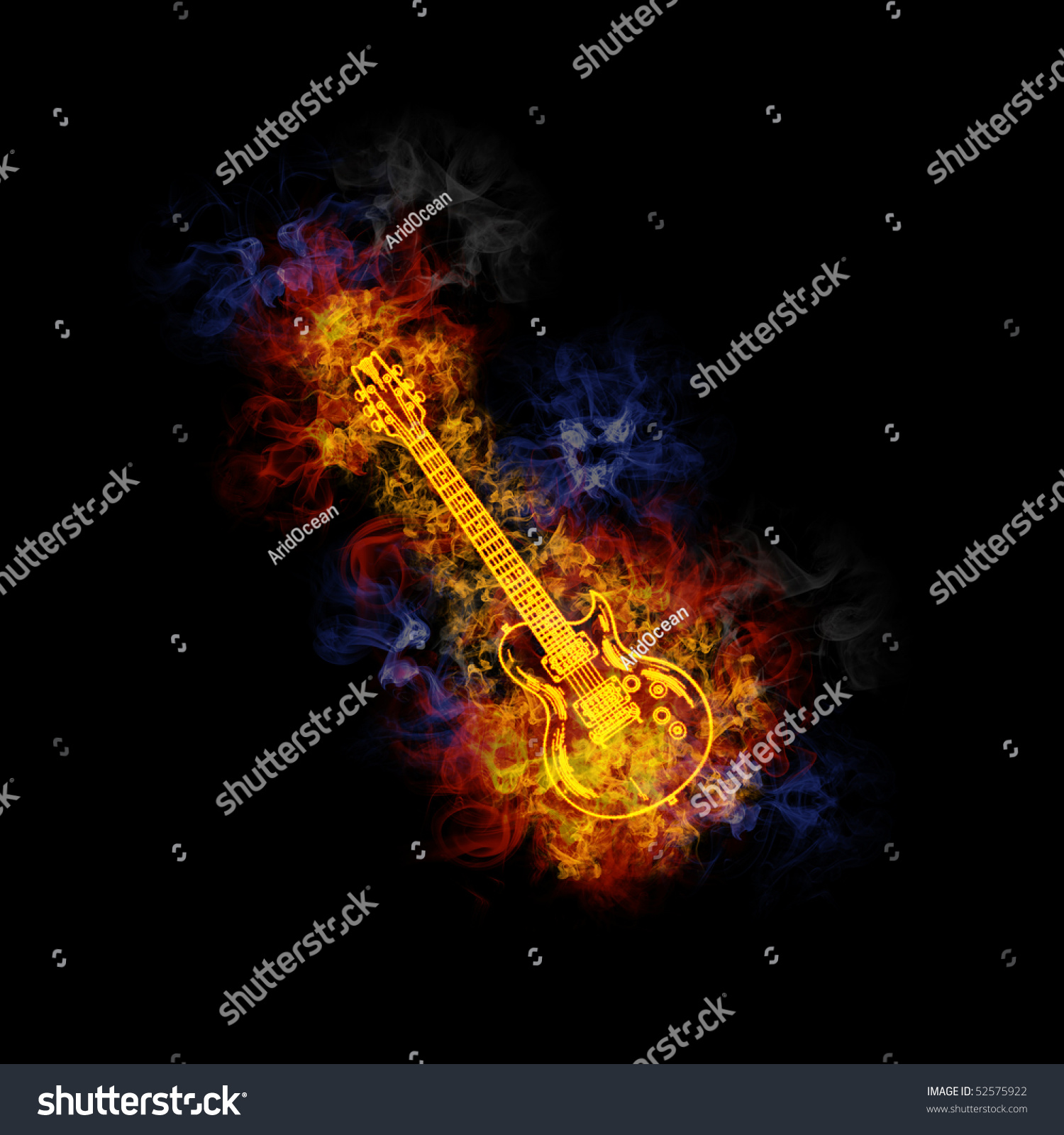 Electrical Guitar, Covered In Flames. Stock Photo 52575922 : Shutterstock