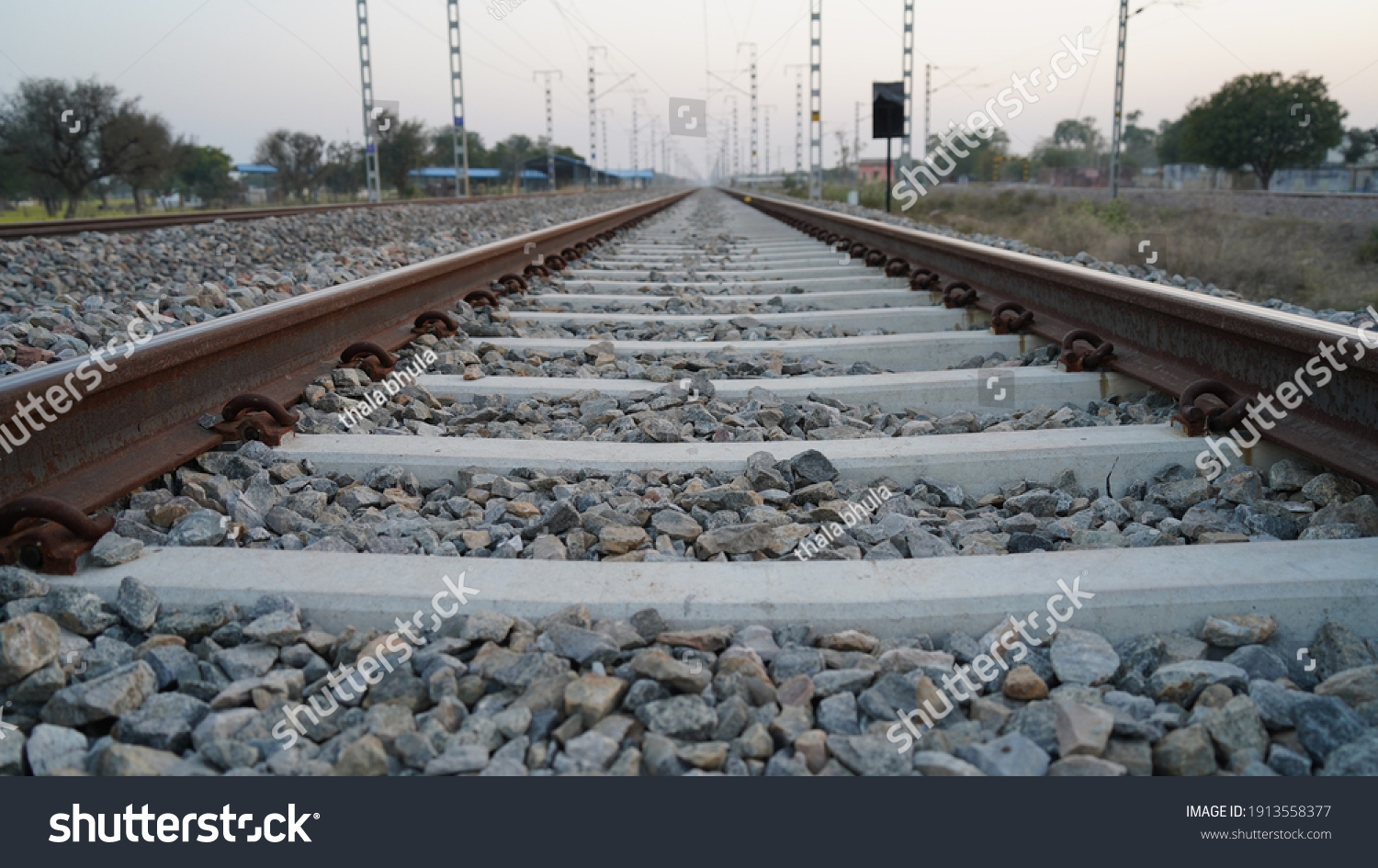 Electricity Indian Railway Track View Cement Stock Photo 1913558377 ...