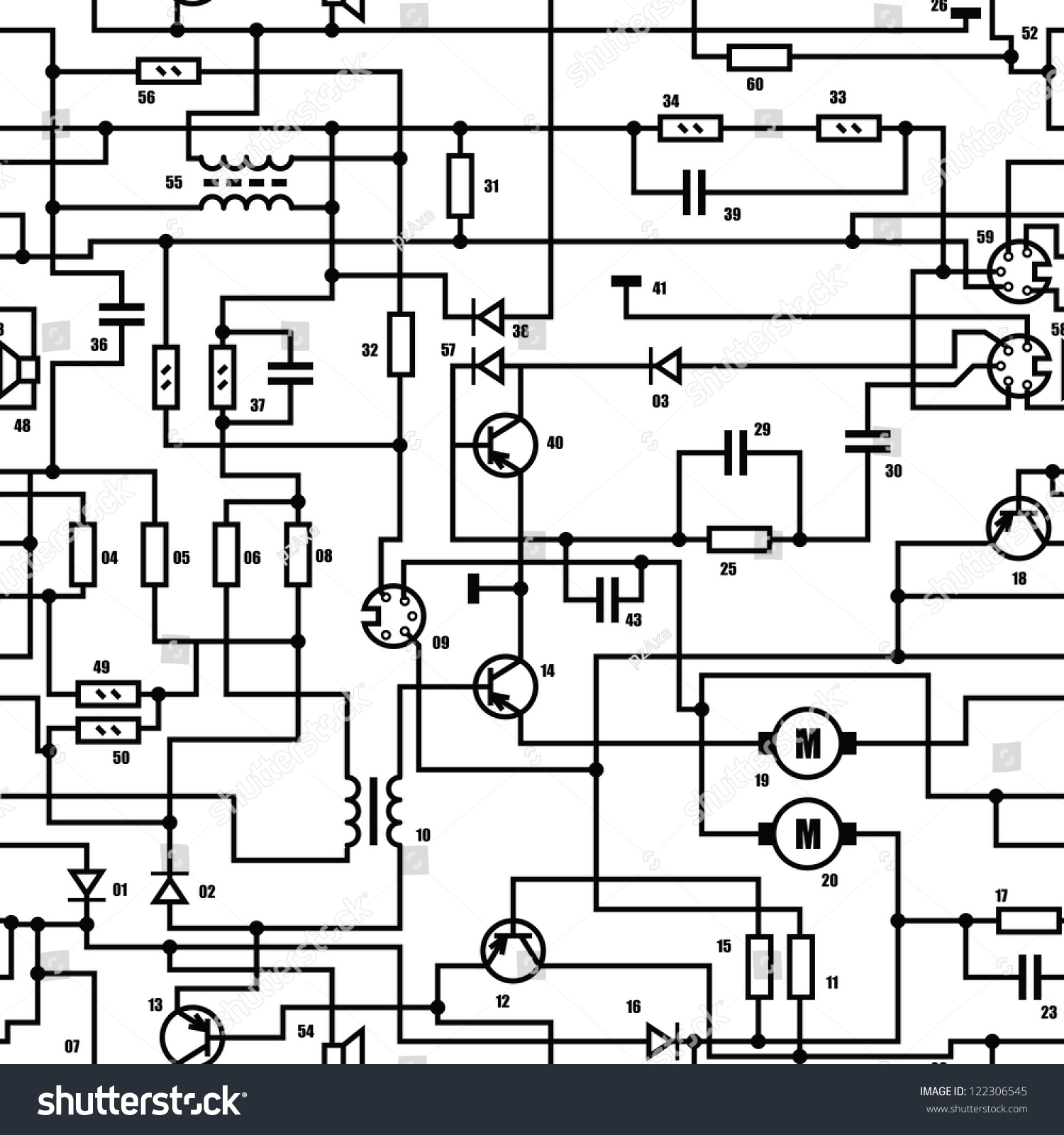 Electronic Black White Diagram Technical Schematic: Stockillustration