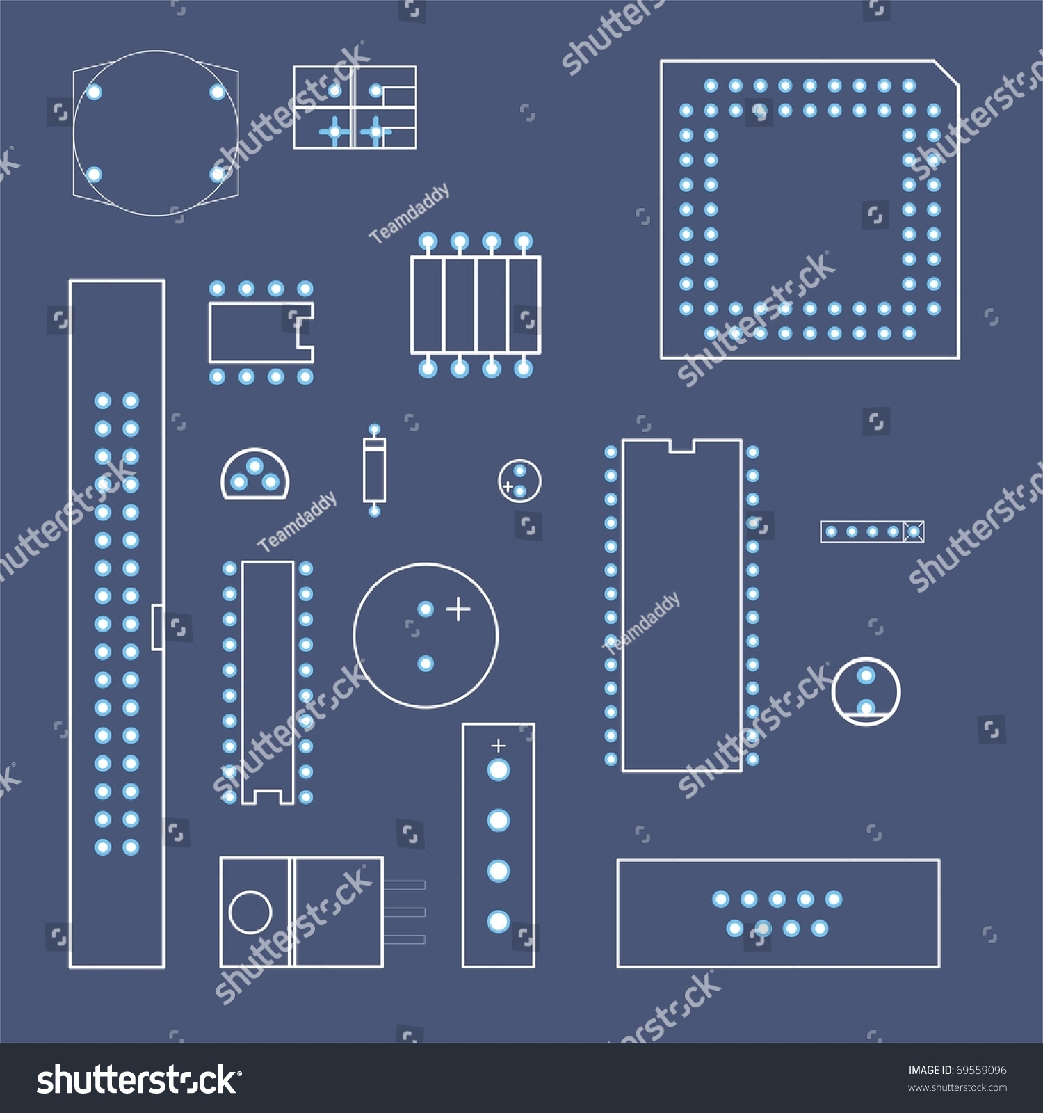 Electronic Devices Blueprint Integrated Circuits Stock Illustration