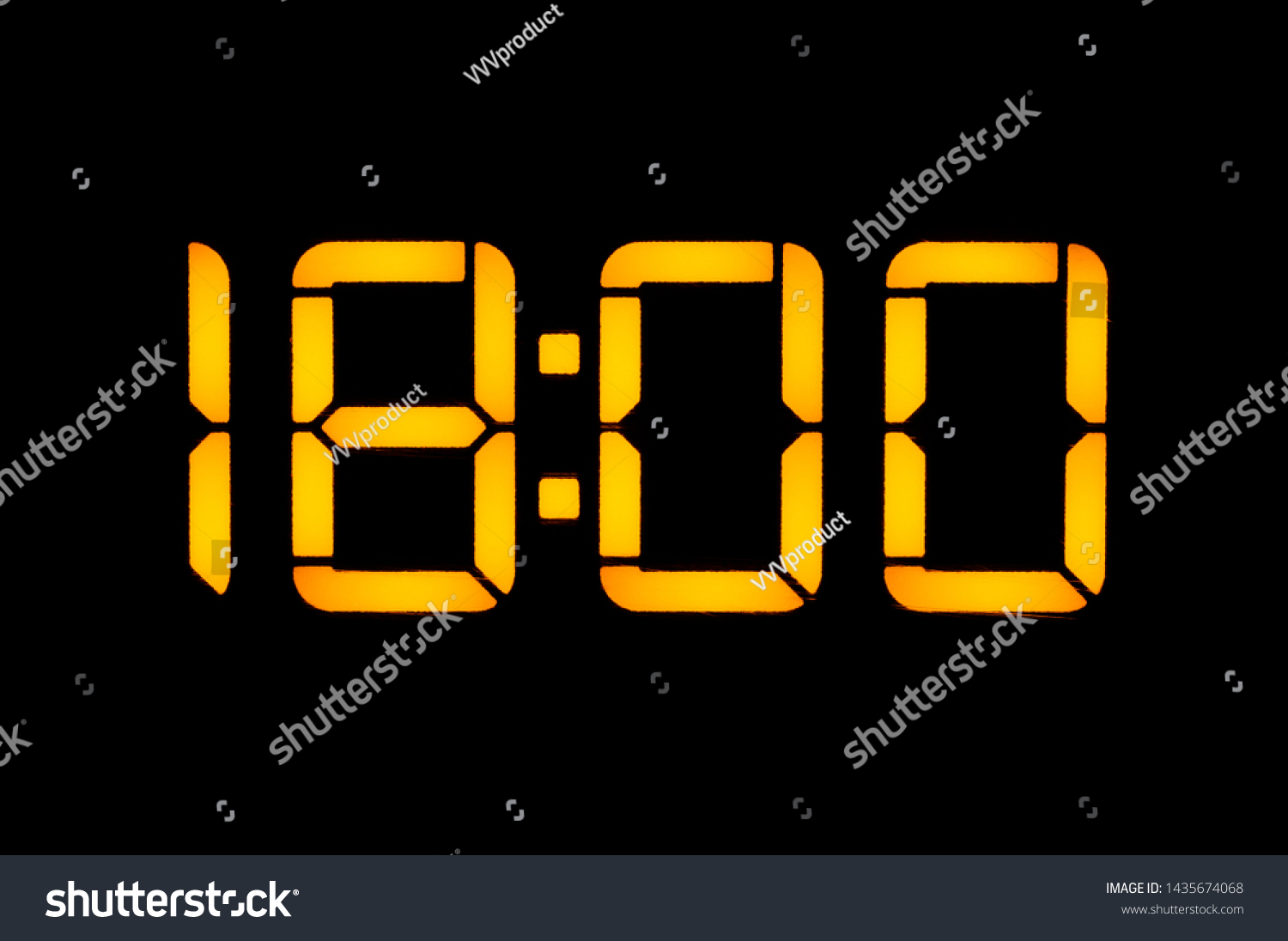Electronic Digital Clock Orange Numbers On Stock Illustration