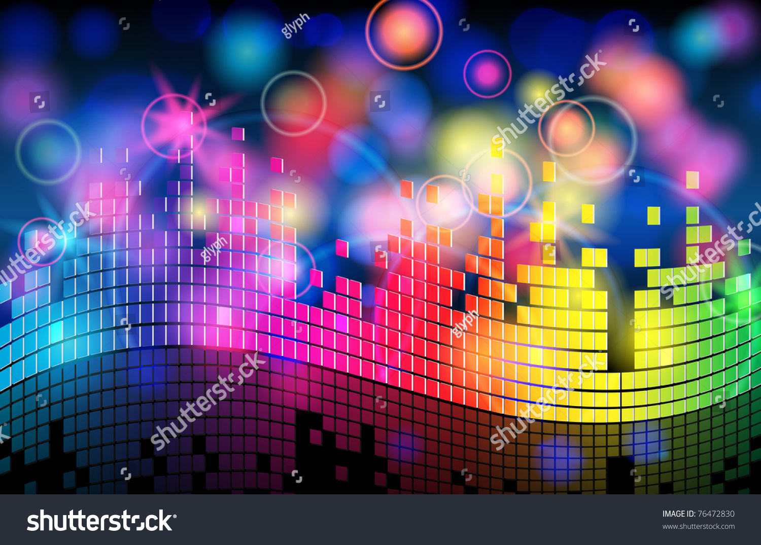 Elegant Blurry, Glowing, Glittering Colorful Music Background Stock ...