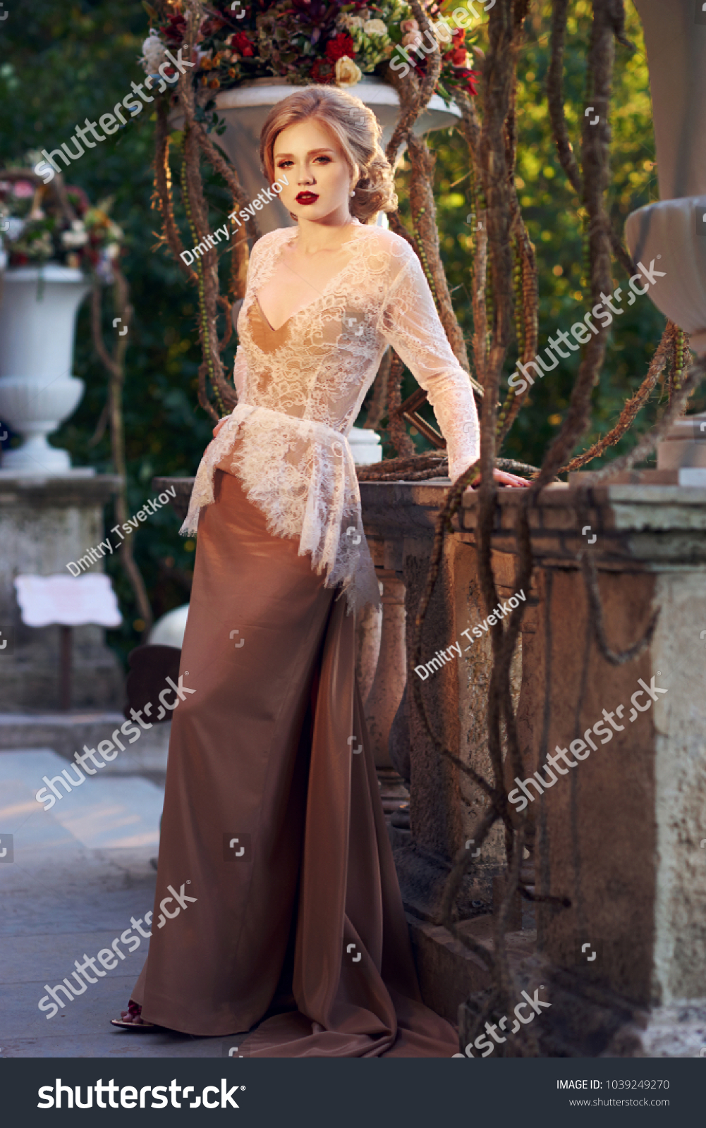 Elegant Female Model Wearing Maxi Dress ...