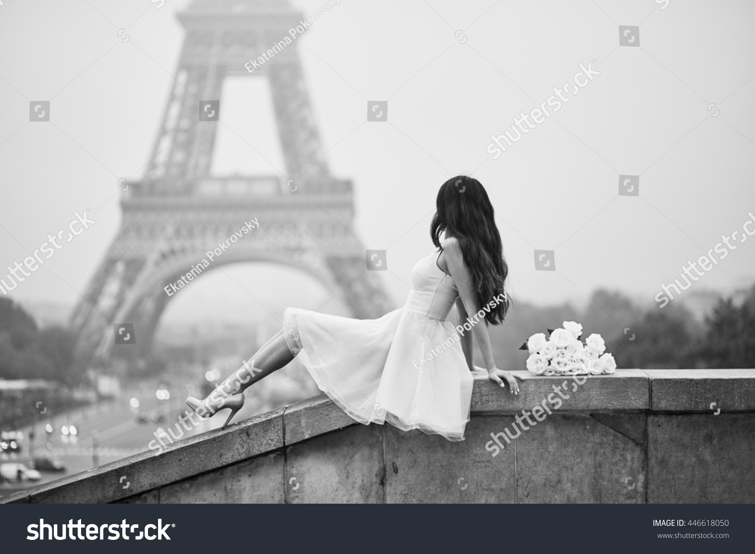 black dress with white roses