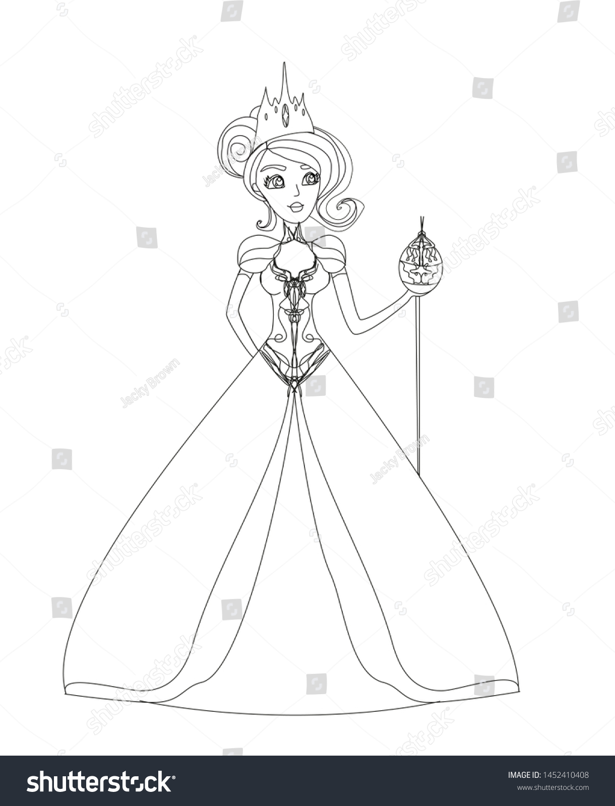 Elegant Queen Hand Drawn Illustration Stock Illustration 1452410408