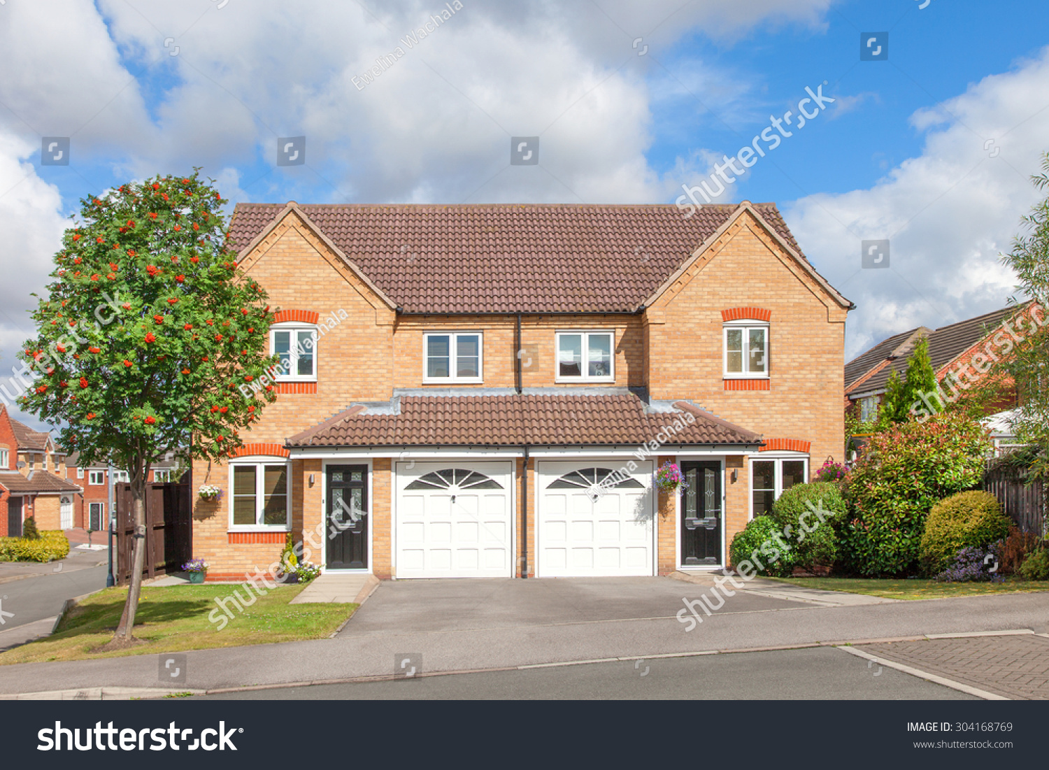 Elegant Semi Detached House With Garage Stock Photo 304168769 ...