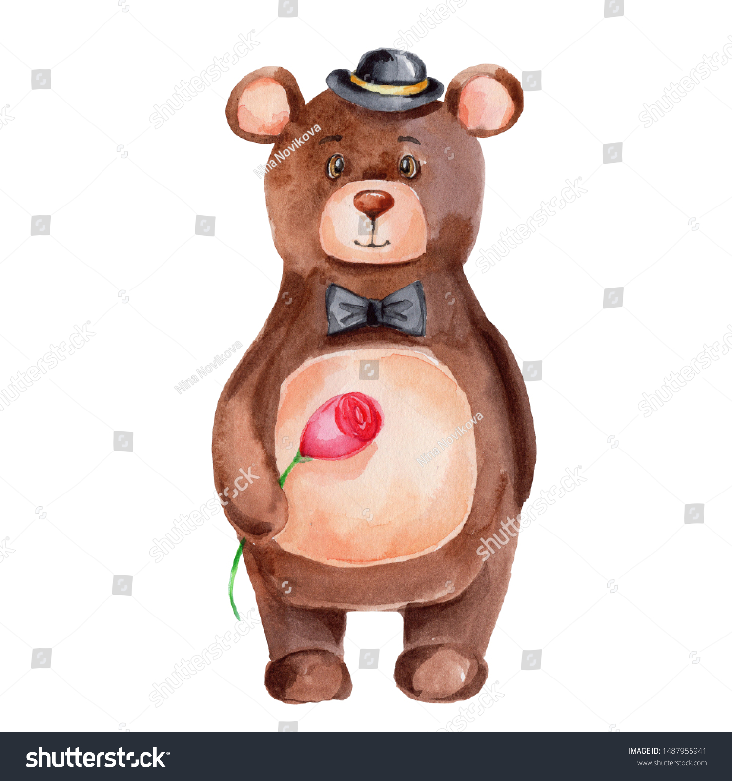 teddy bear with black bow tie