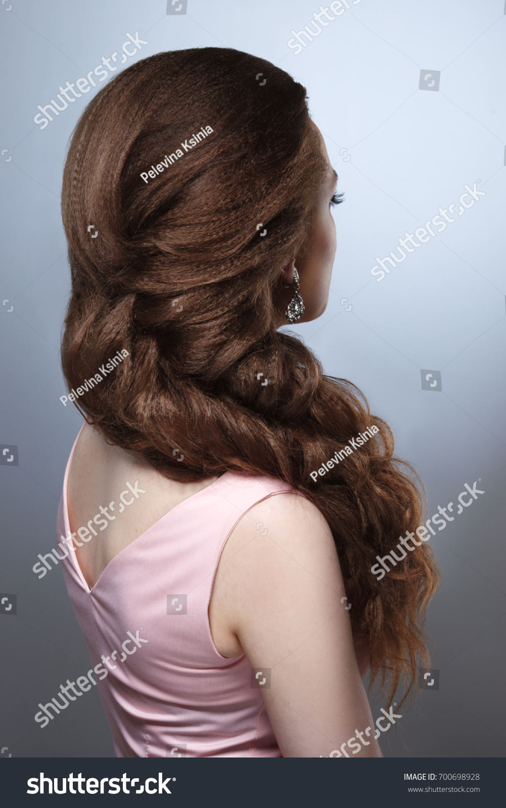 Elegant Wedding Braided Voluminous Hair On Stock Photo Edit