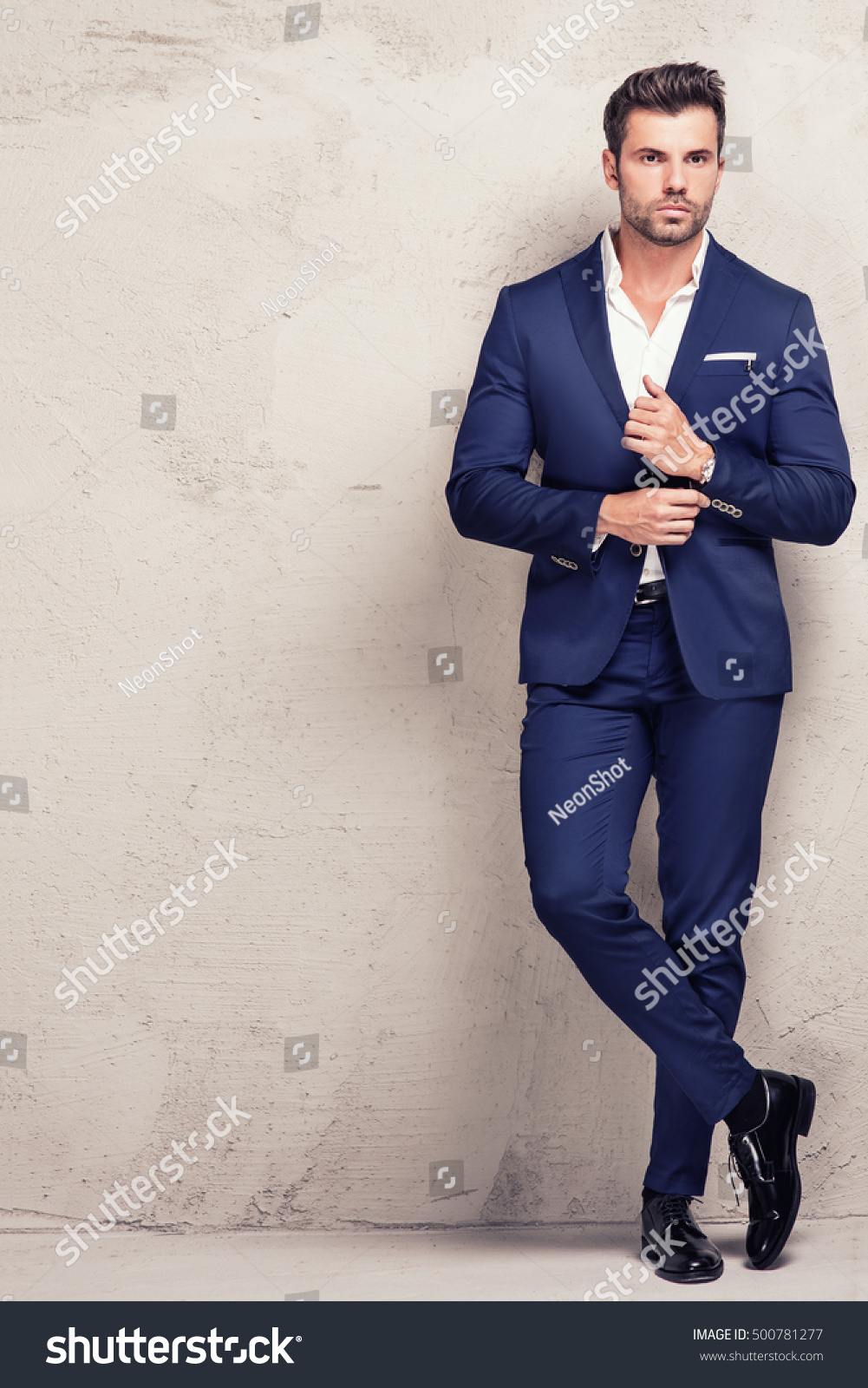 Elegant Young Handsome Man Posing Fashionable Stock Photo 