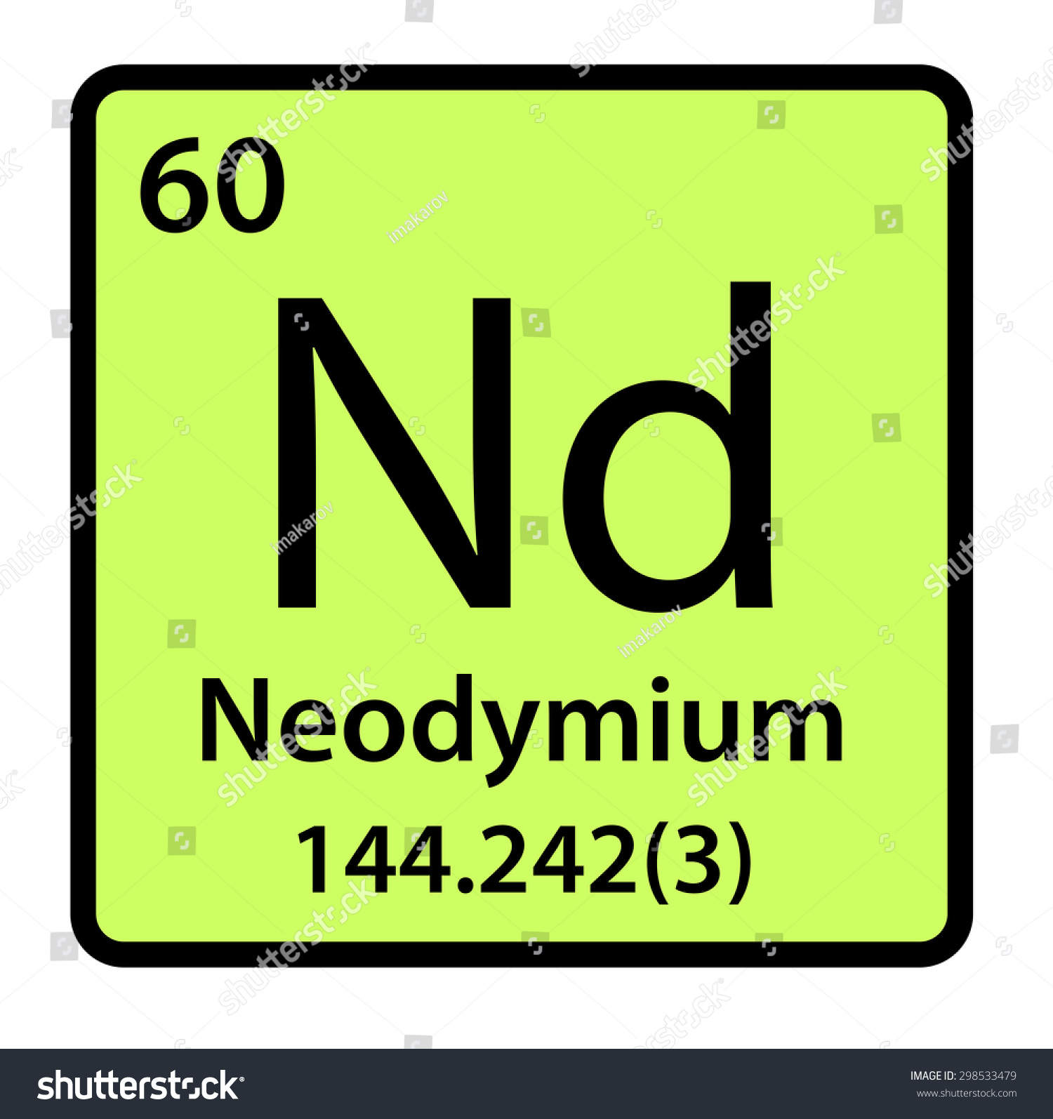 Element Neodymium Periodic Table Stock Illustration 298533479