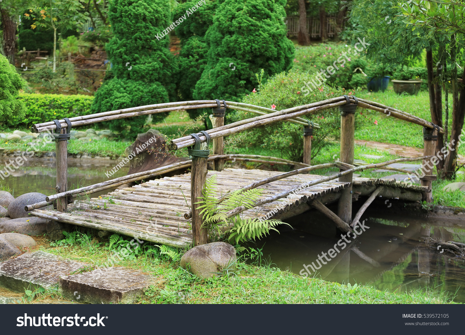 Element Landscape Design Wooden Bridge Across Stock Photo Edit Now 539572105