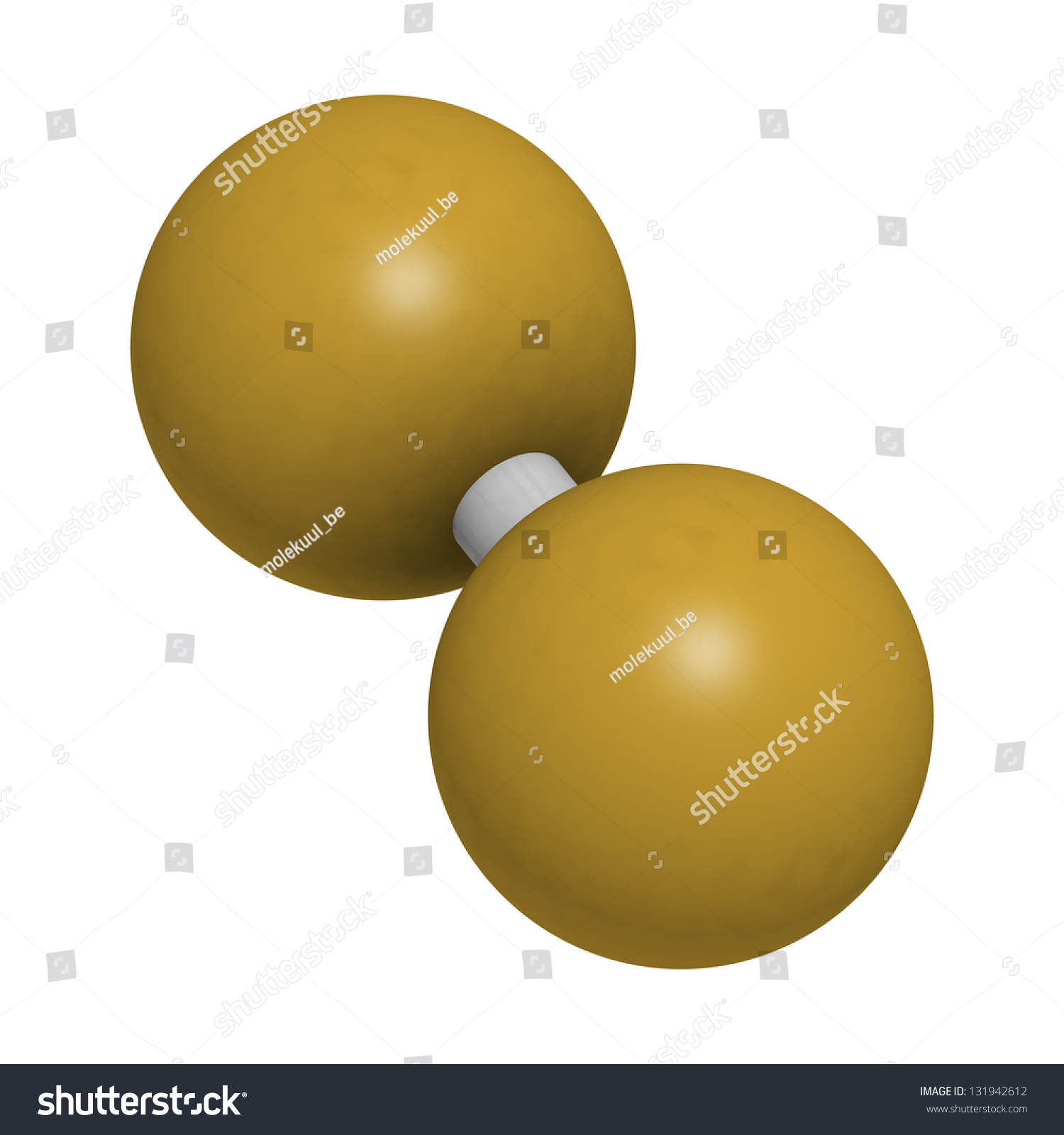 Elemental Fluorine (F2), Molecular Model. Atoms Are Represented As ...