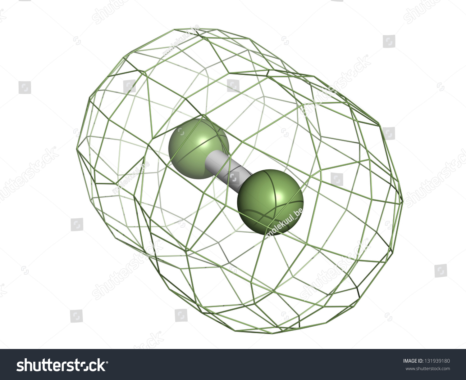 Elemental Fluorine F2 Molecular Model Atoms Stock Illustration ...