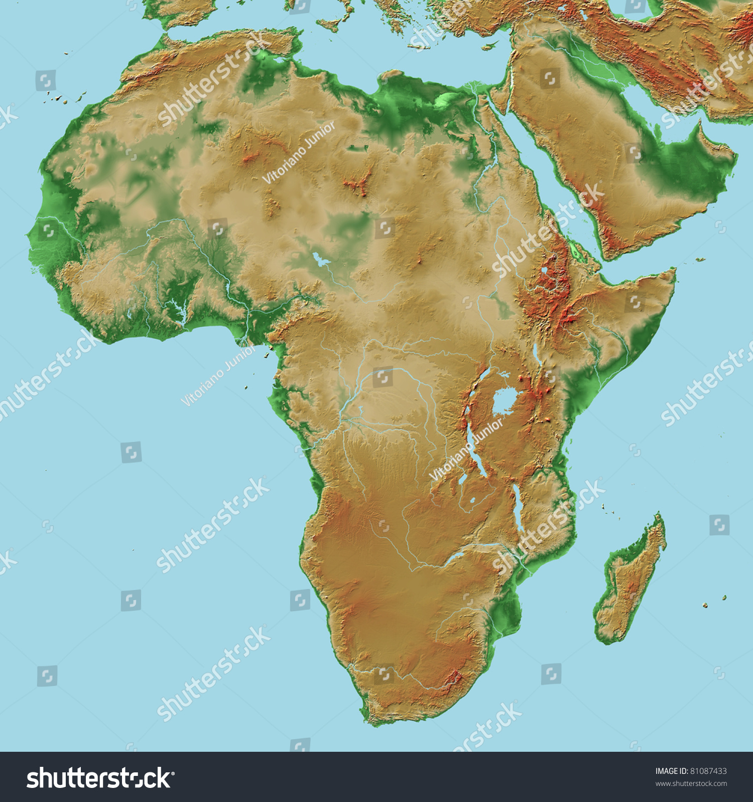 Elevations Africa Map Relief Stock Illustration 81087433 - Shutterstock