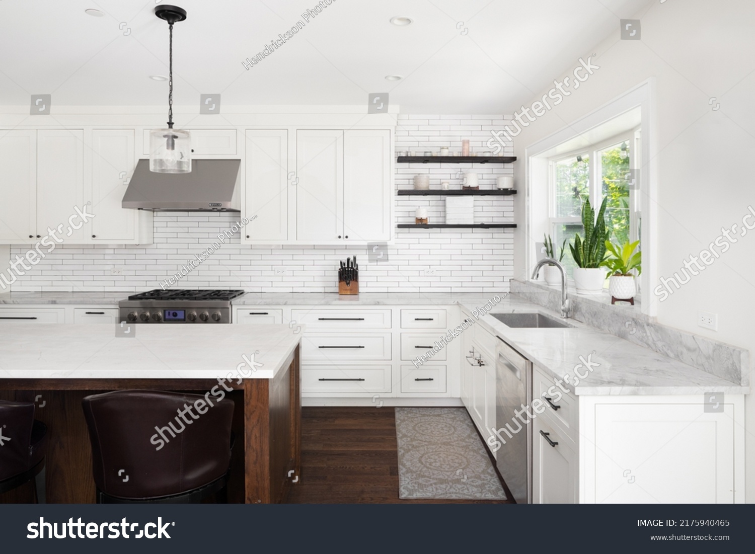 Elmhurst Il Usa June 2 2022 Stock Photo 2175940465 Shutterstock   Stock Photo Elmhurst Il Usa June A Beautiful Modern Farmhouse Kitchen With White Cabinets A 2175940465 