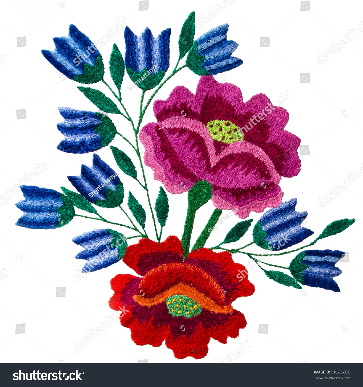 Embroidery Pattern Flowers Handmade Smooth Thread Stock Photo Edit Now 700286338