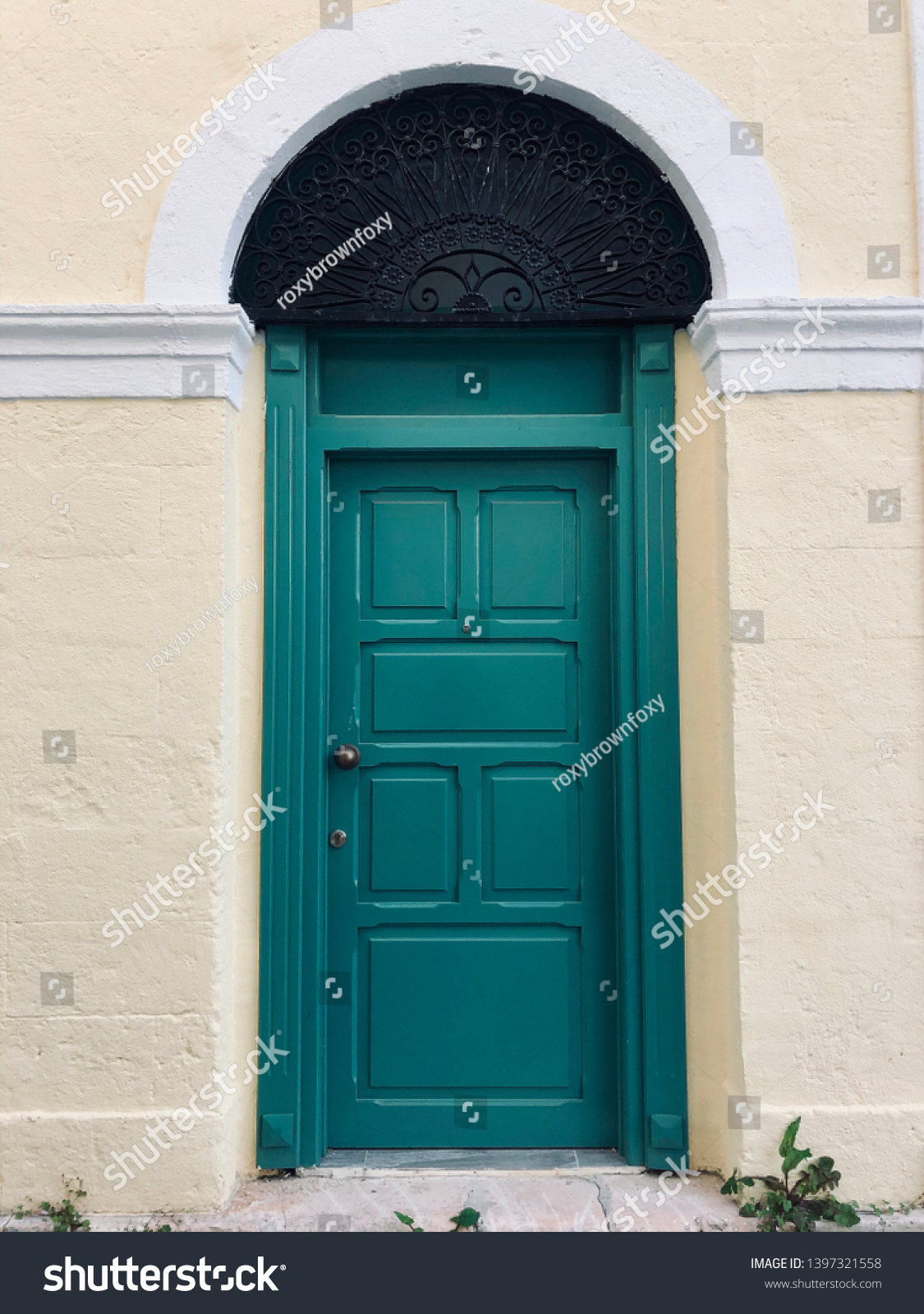 Emerald Green Door Greece Stock Photo Edit Now 1397321558