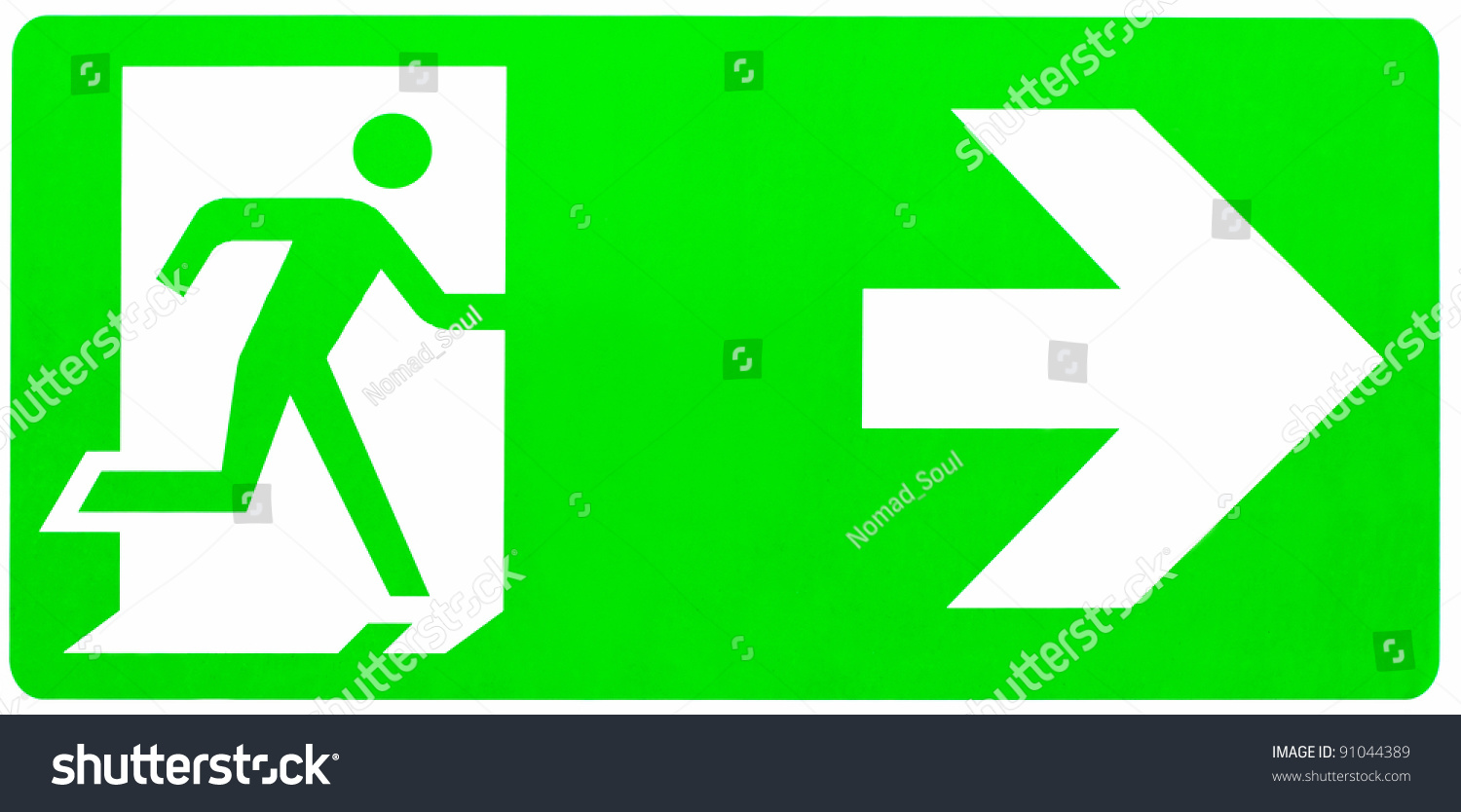 Emergency Exit Sign Isolated On White Stock Illustration 91044389 ...