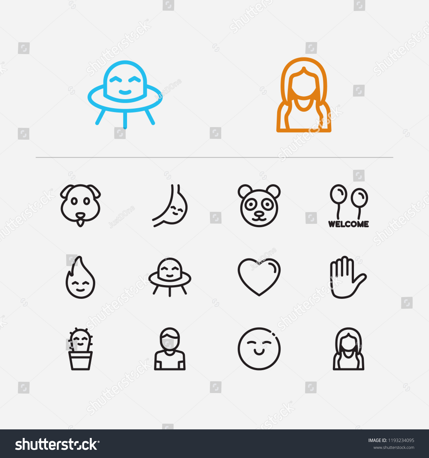 Emoji Icons Set Character Panda Girl Stock Illustration 1193234095 ...