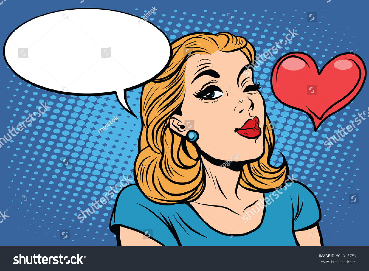 Emoji Retro Heart Love Romance Girl Illustration De Stock