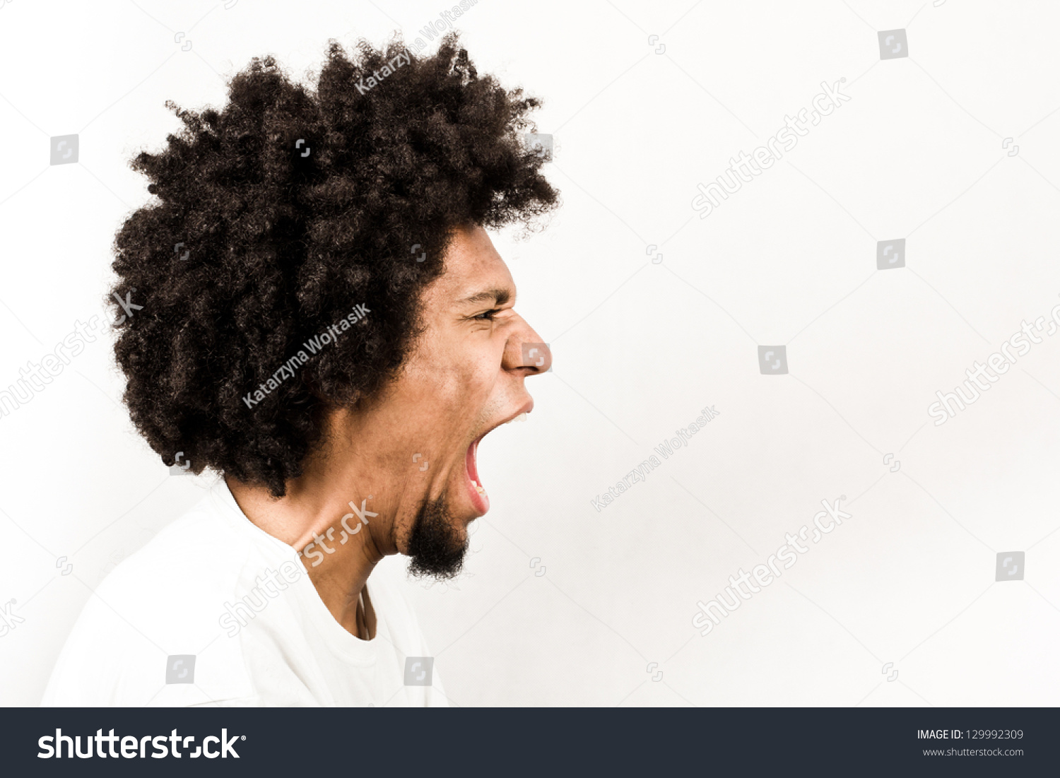 Emotional Facial Expression Of Man Scream Stock Photo 129992309