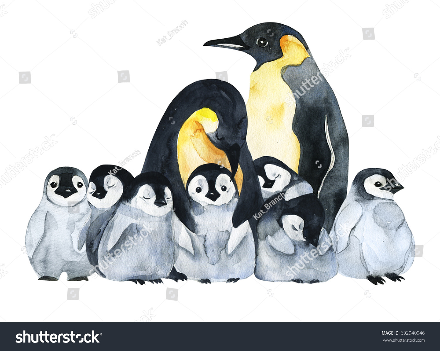 Emperor Penguins Children Isolated On White Stock Illustration 692940946