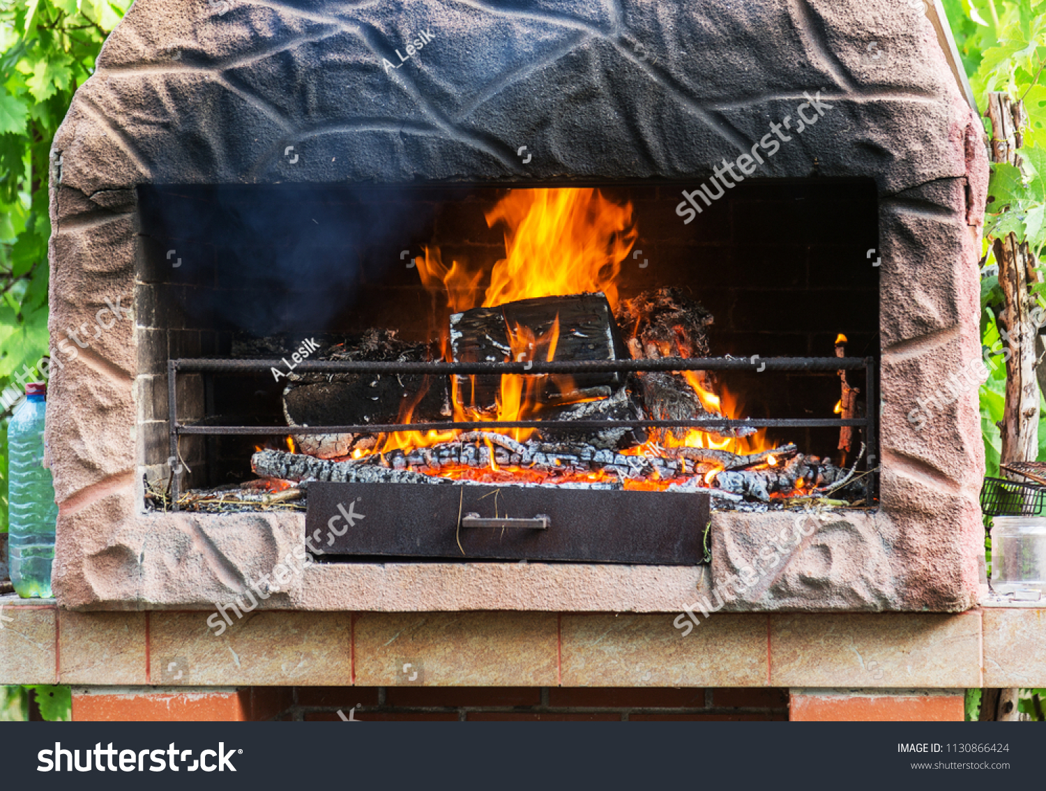 Empty Barbecue Clean Hot Flaming Grill Stock Photo Edit Now