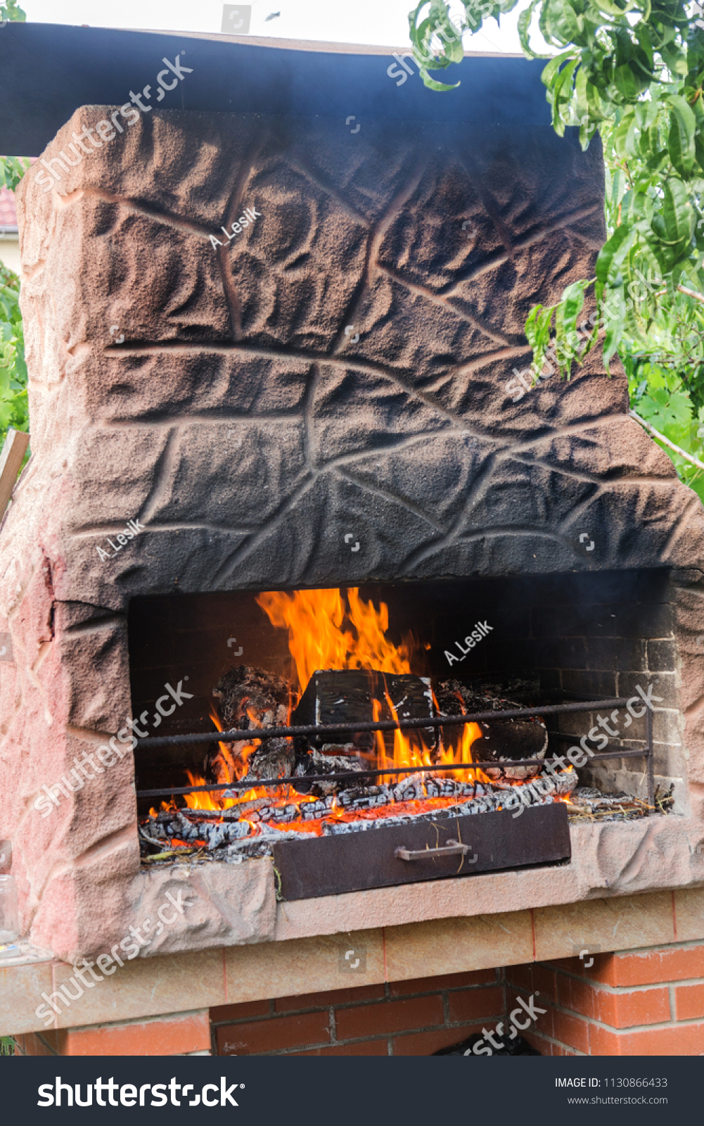 Empty Barbecue Clean Hot Flaming Grill Stock Photo Edit Now