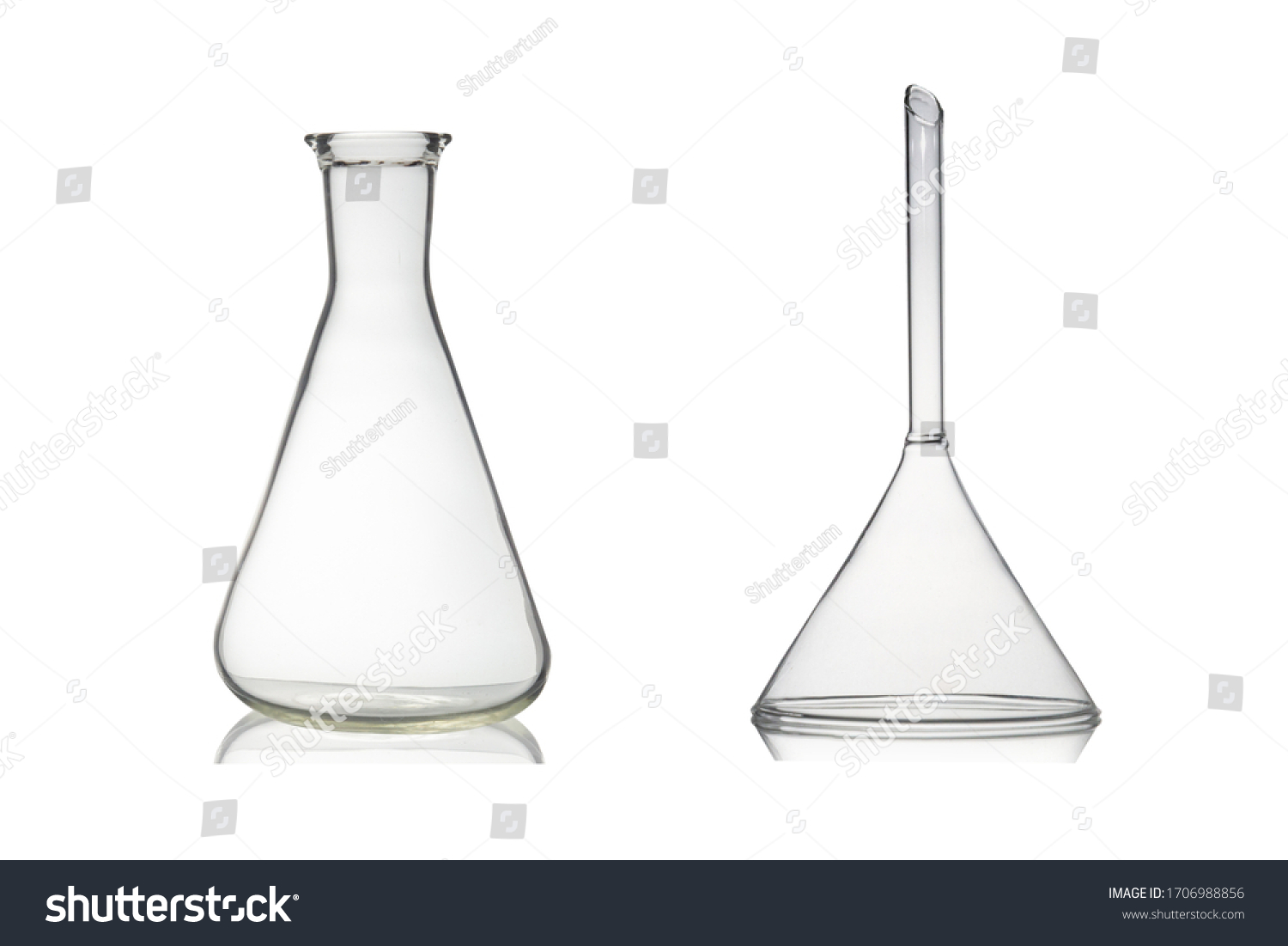 Empty Erlenmeyer Flask Glass Funnel Isolated库存照片1706988856 Shutterstock