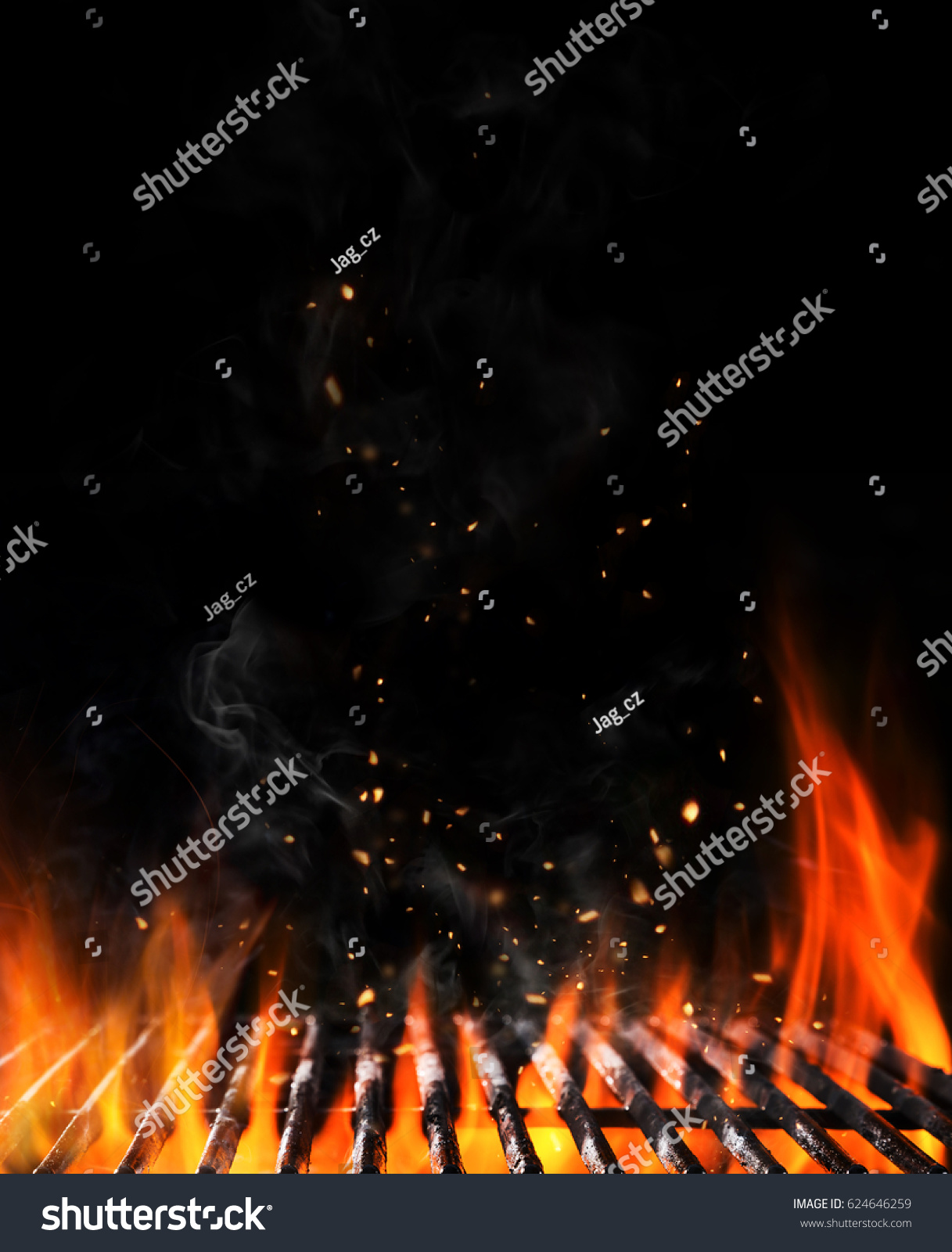 Empty Flaming Charcoal Grill Open Fire Stock Photo (Edit Now) 624646259