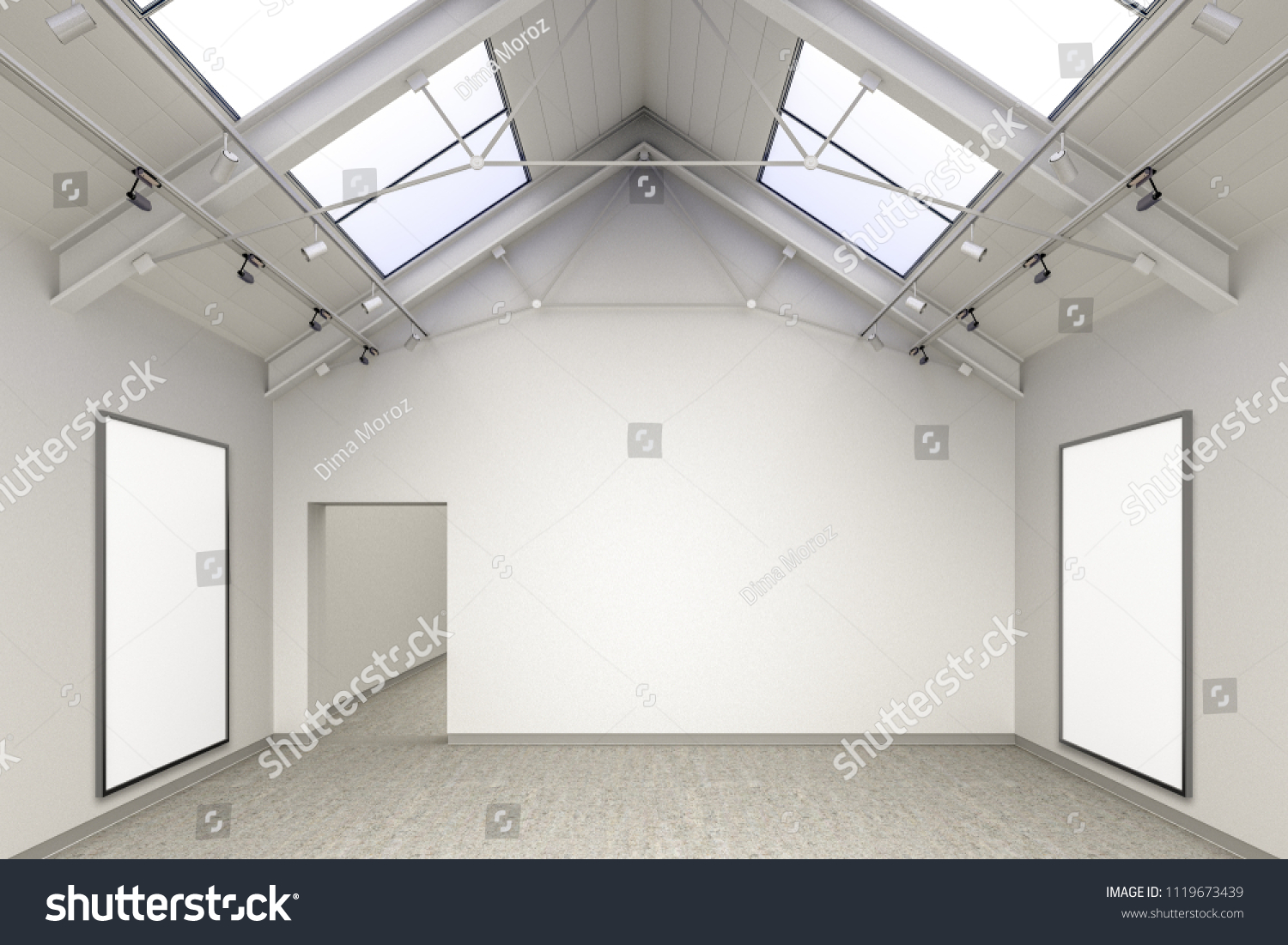 Download Empty Gallery Interior Two Blank Vertical Stock Illustration 1119673439 PSD Mockup Templates