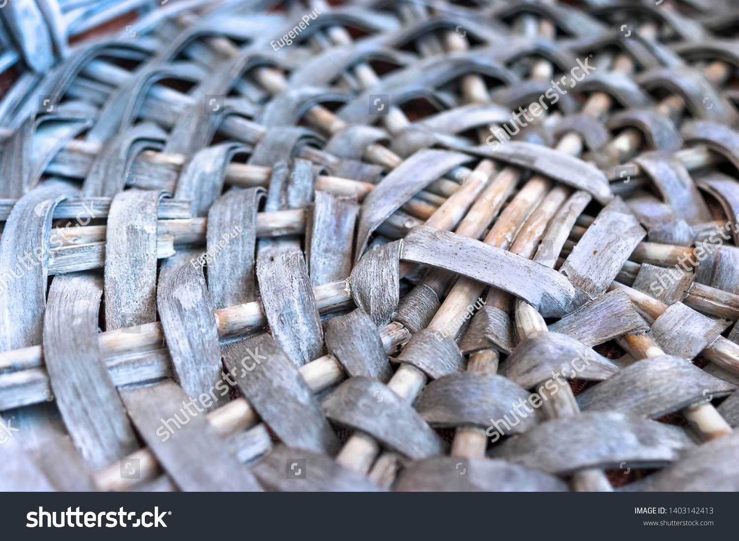 Empty Gray Wicker Basket Base Circular Stock Photo 1403142413