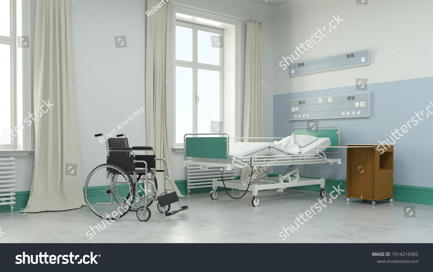 Empty Hospital Room Bed Wheelchair Nursing 库存插图 1014216985 | Shutterstock