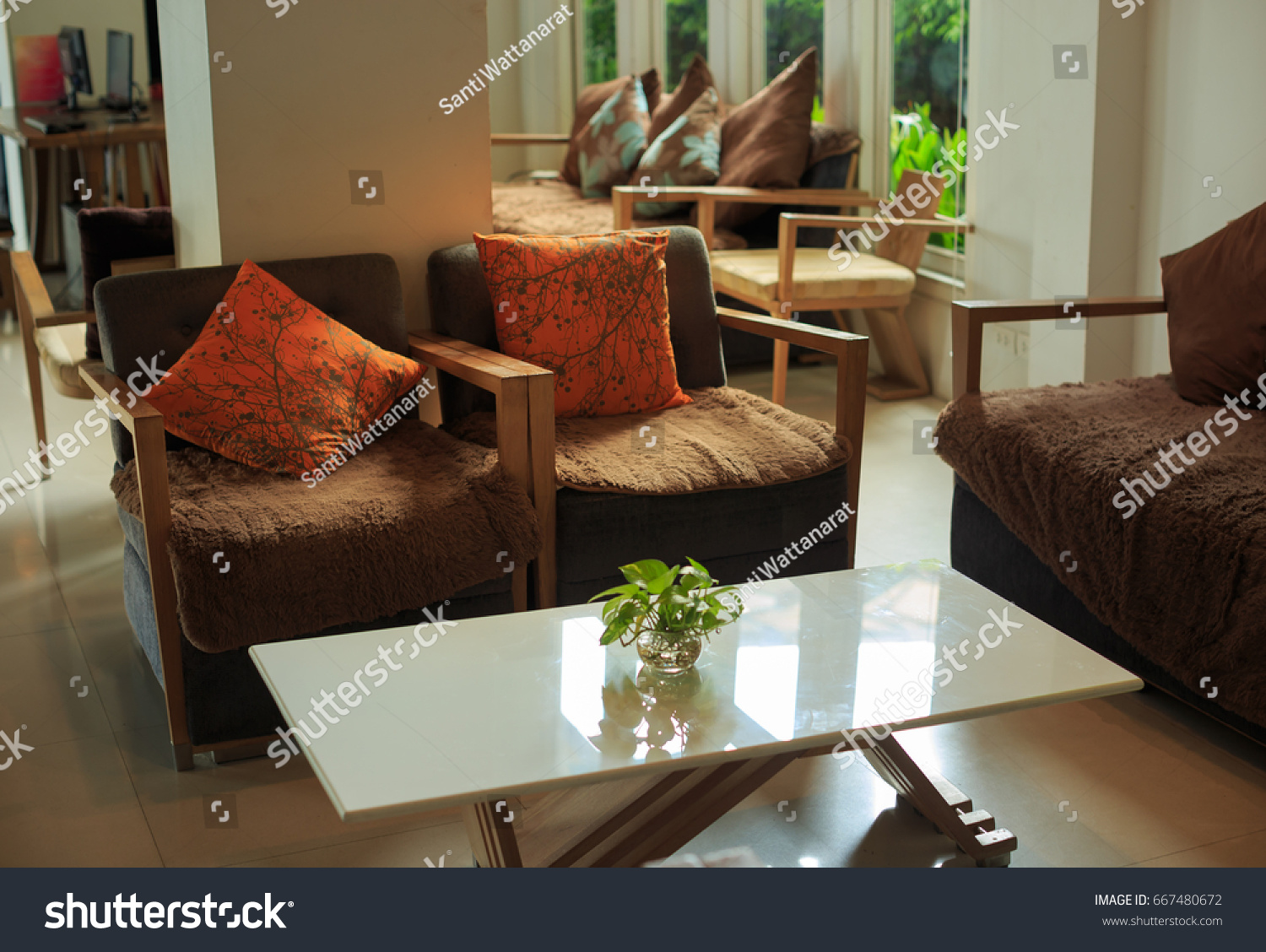 Empty Living Room Modern Corner Sofa Interiors Stock Image