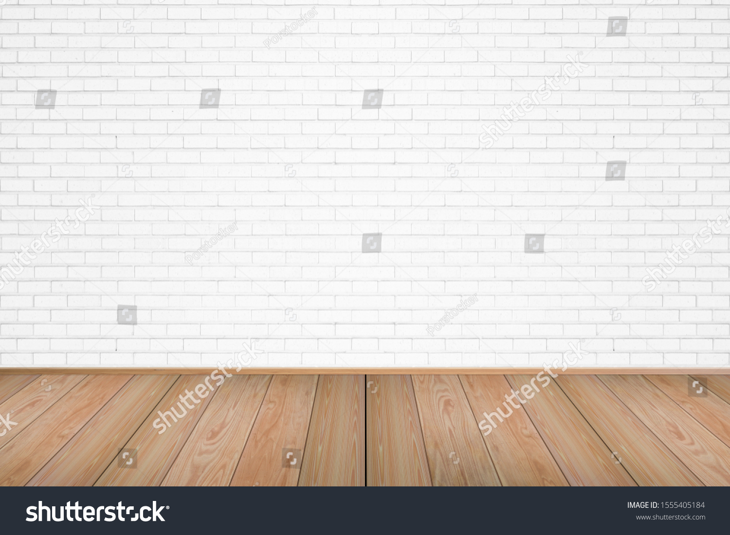 Empty Living Room Wooden Floor White Stock Photo (Edit Now) 1555405184