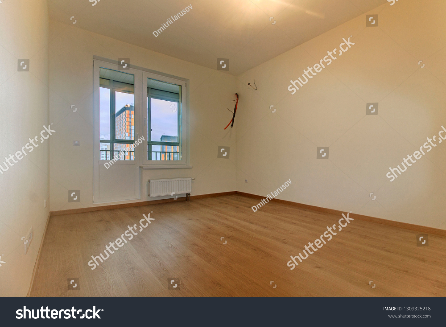 Empty Living Room Wooden Parquet Planks Stock Photo Edit Now