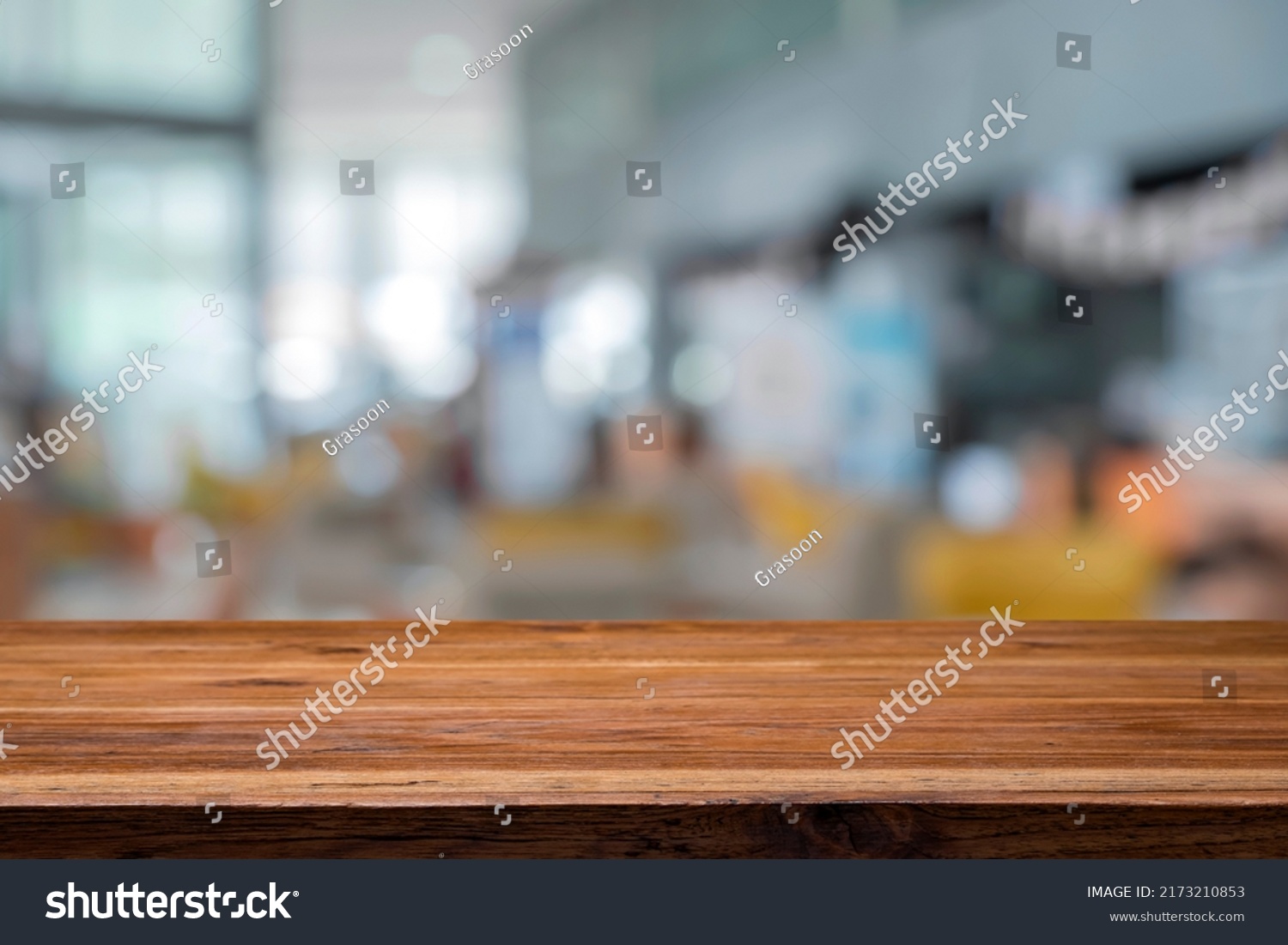 Empty Wood Table Top Blurred Bokeh Stock Photo Shutterstock