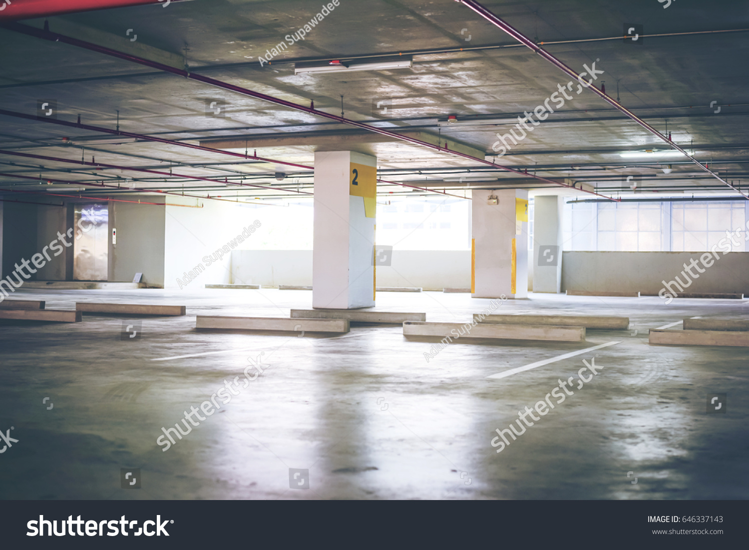 Empty Parking Garage Interior Industrial Building Stock Photo